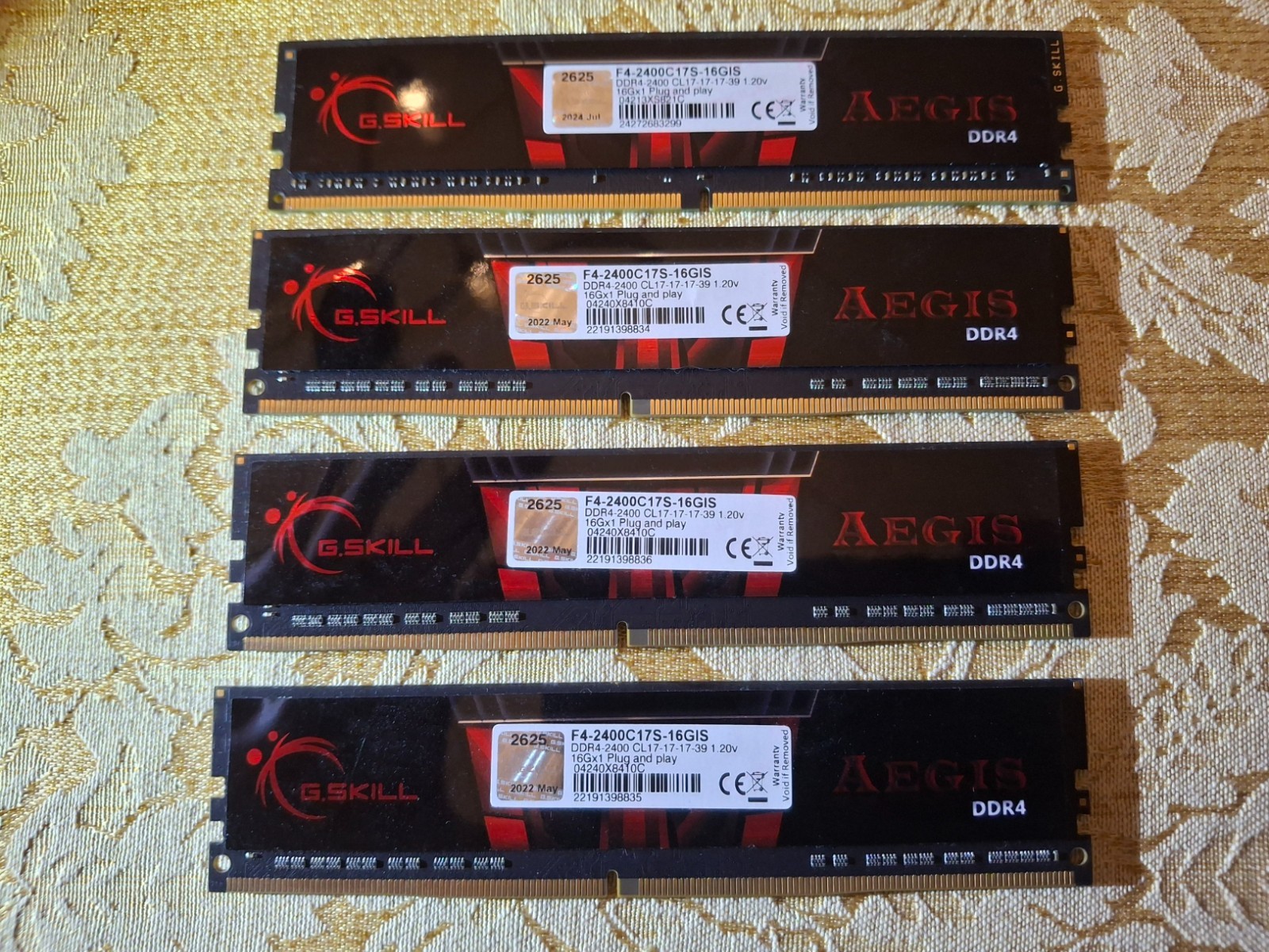 G.SKILL Aegis 64GB (4x16GB) DDR4-2400 PC4-19200 288-Pin (F4-2400C17S-16GIS)