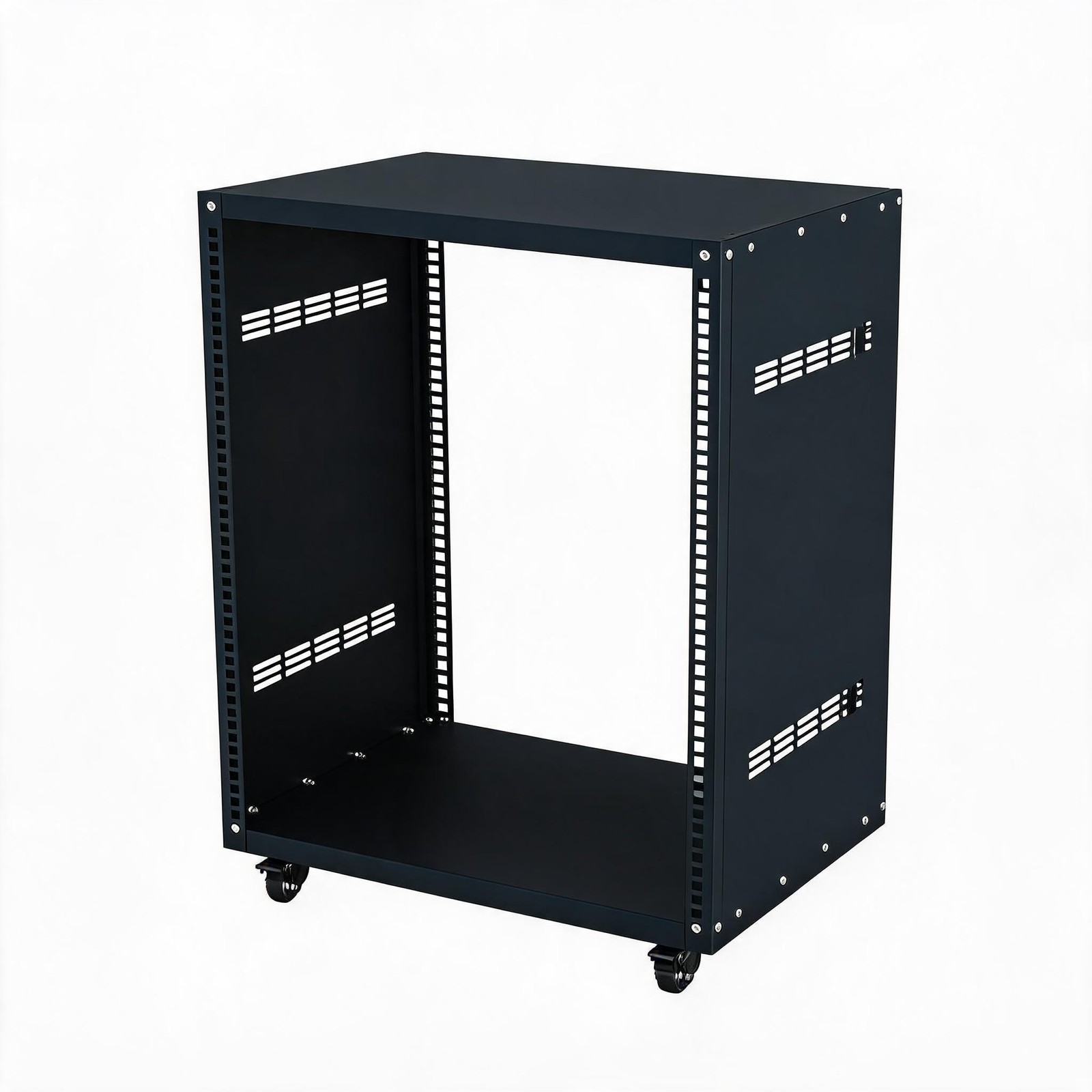 12/16U AV Rack Stand Caster Wheels Frame Server Case Removable Vents 19in Studio