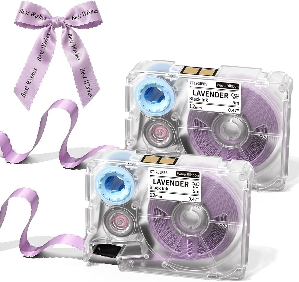 A30 P15 Exclusive Embellish Black Print on Purple Satin Ribbon, Fabric Ribbons f