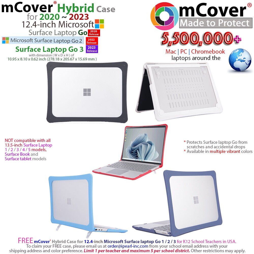 NEW mCover Hybrid Case for 12.4" Microsoft Surface Laptop Go 3 / 2 /  1 computer