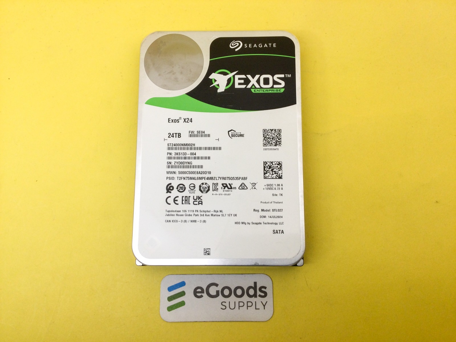 Seagate Exos X24 24TB 7.2K RPM SATA 6Gb/s 512MB 3.5'' 512e HDD ST24000NM002H