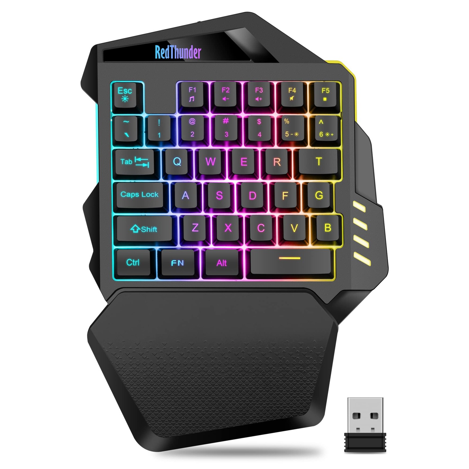 RedThunder Wireless One-Handed Gaming Keyboard, 2.4Ghz RGB Backlit Mini Gamin...