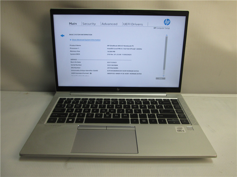 HP EliteBook 840 G7 Laptop i5-10210U 1.6GHz 16GB 256GB SSD Win 11 COA
