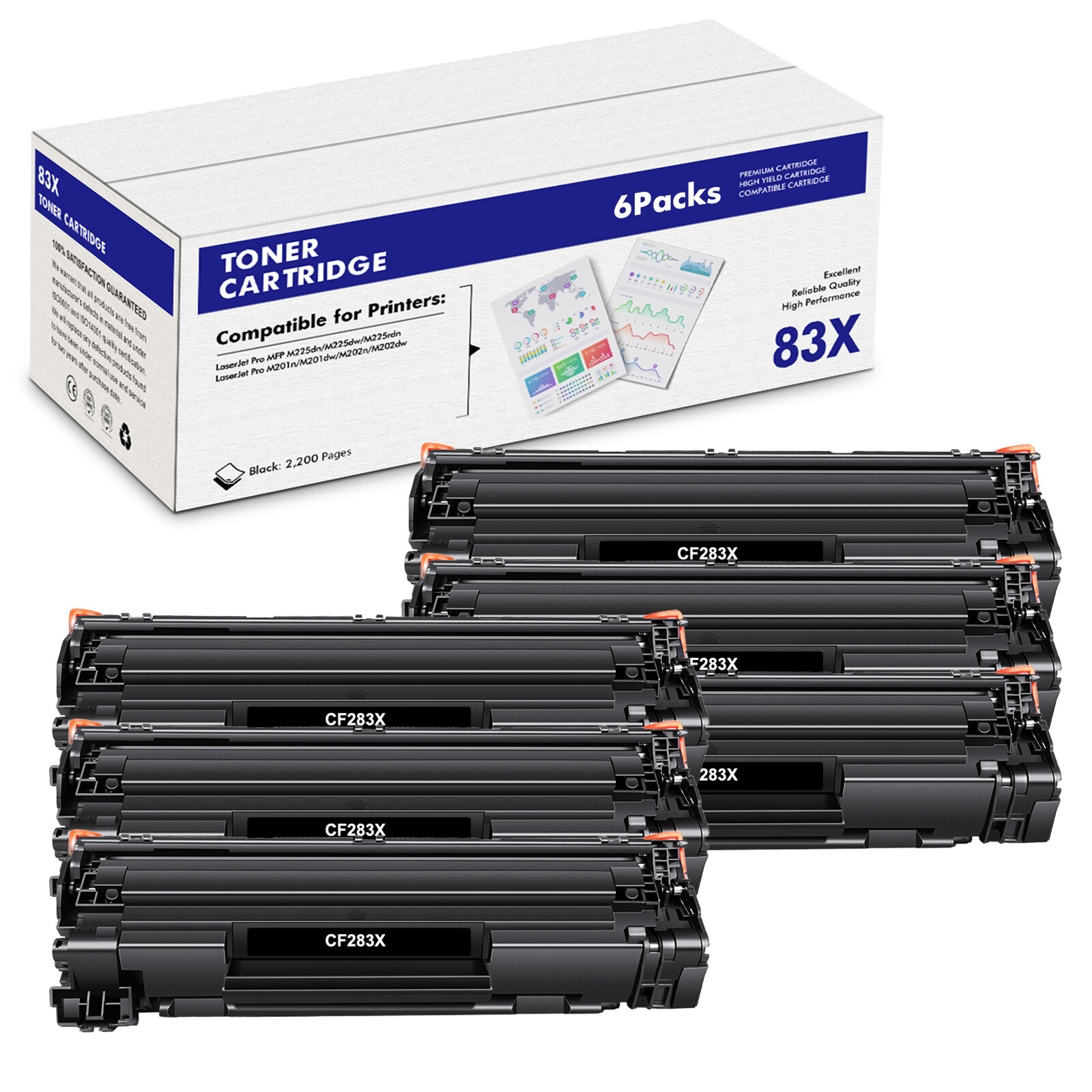 6PK CF283X For HP  83X Toner Cartridge LaserJet Pro MFP M225dw M225rdn