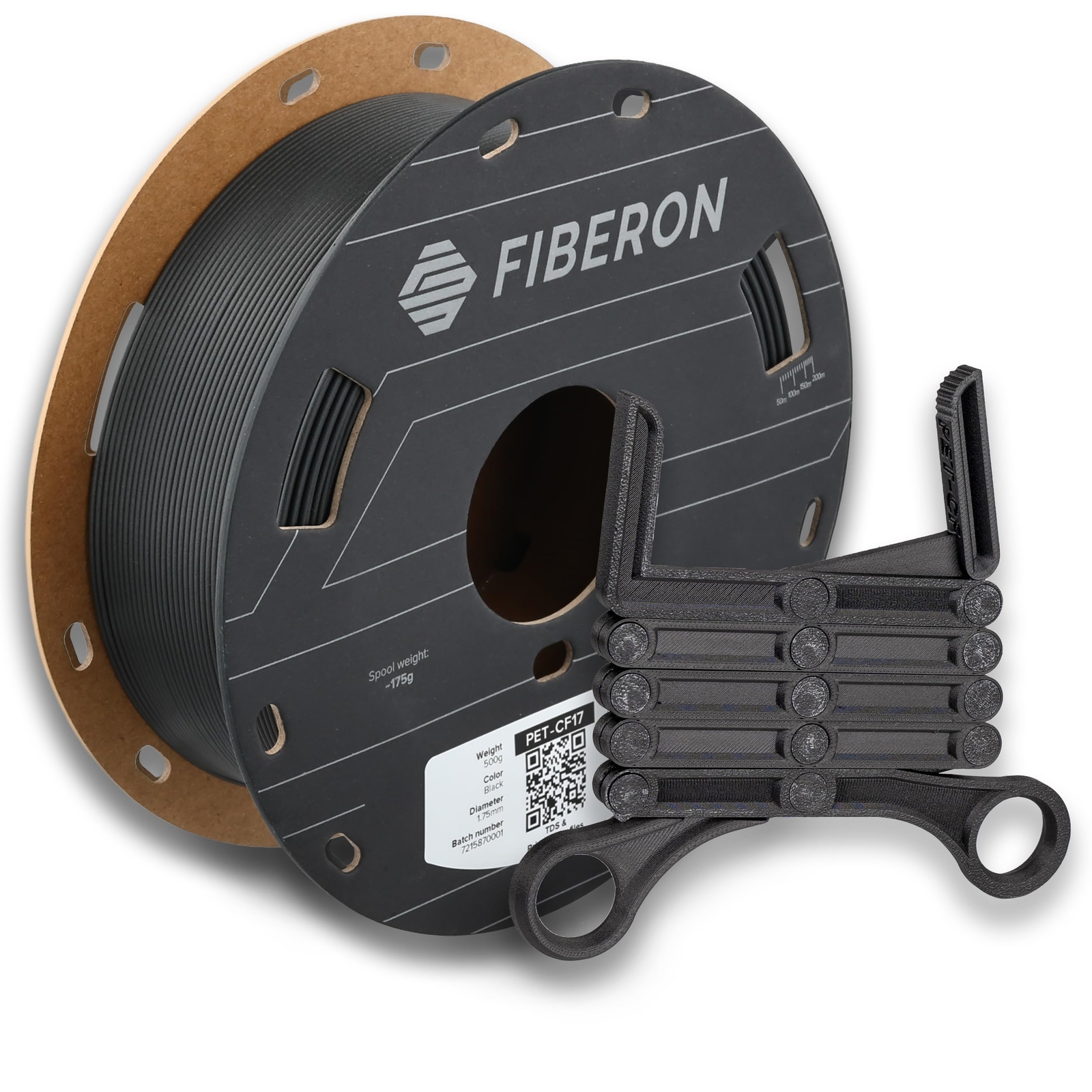 Fiberon PET-CF Filament, Black 1.75mm 500g Spool, Excellent Stable Stiffness ...