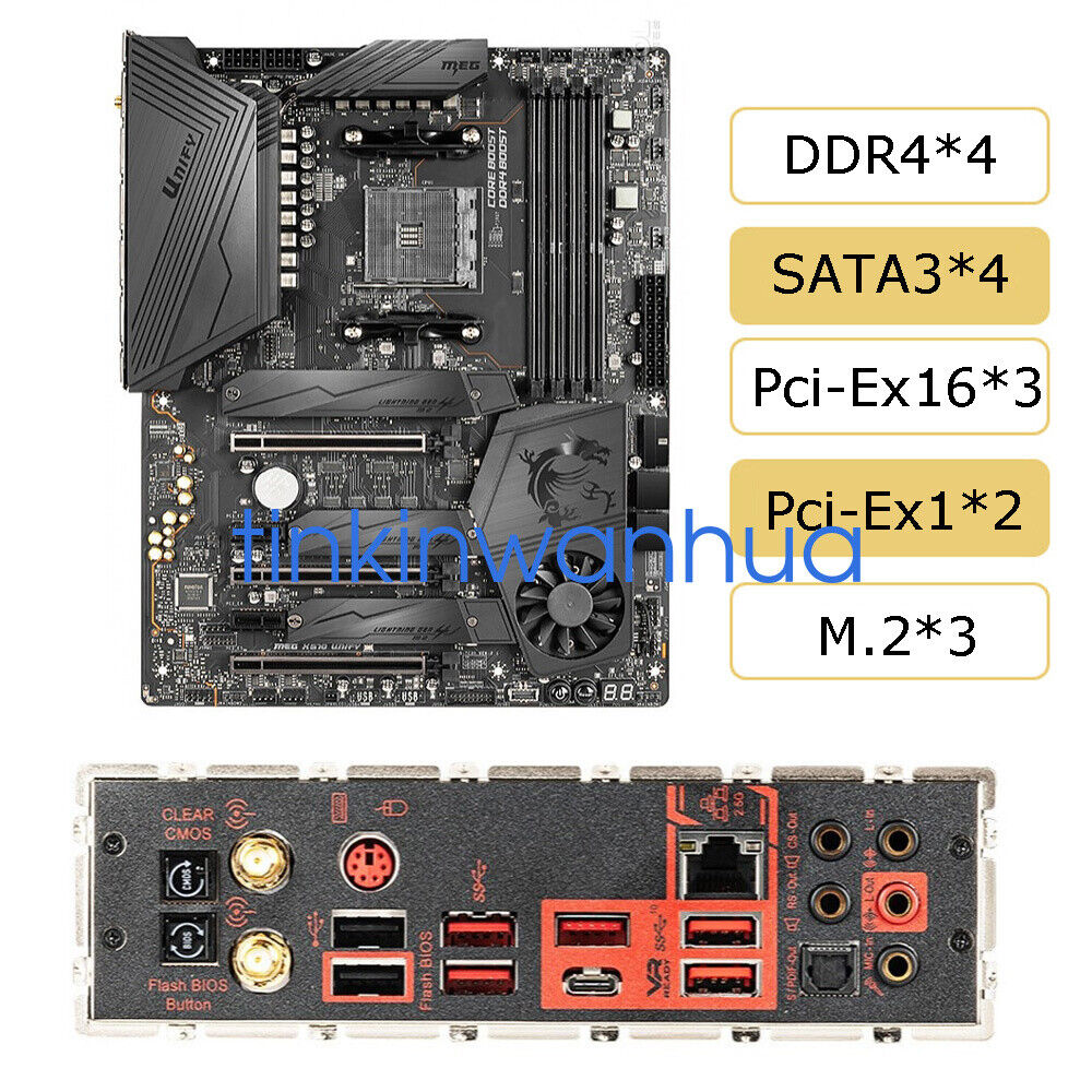 For MSI MEG X570 UNIFY Socket AM4 DDR4 4×SATA III 3×M.2 Motherboard