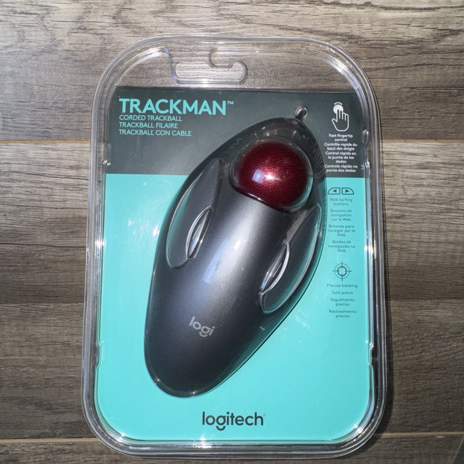 Logitech TRACKMAN Corded Trackball Mouse T-BC21 Wired USB Brand New