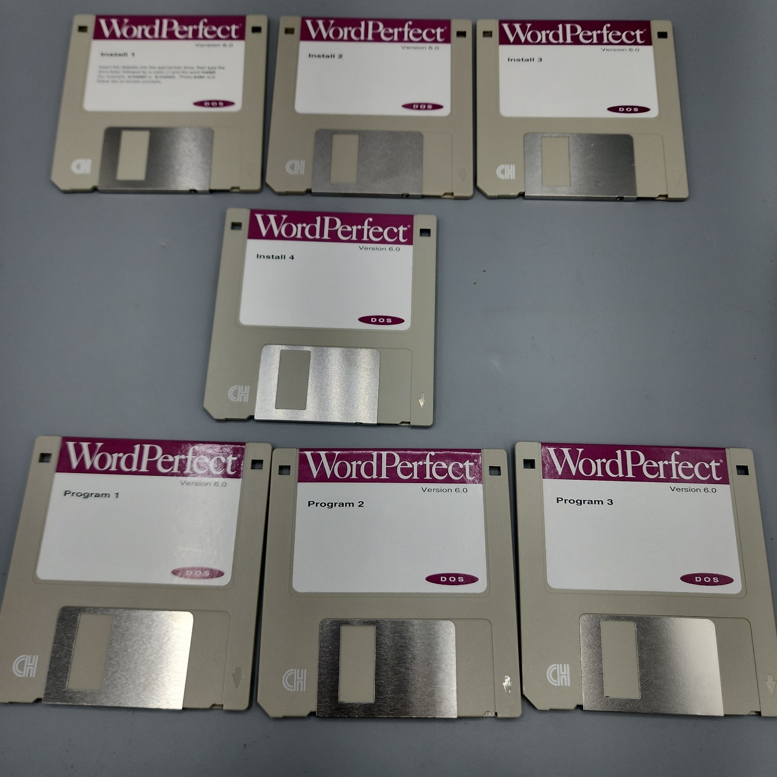 WordPerfect v. 6.0 Software for DOS,  on Seven 3.5" Floppy Disks