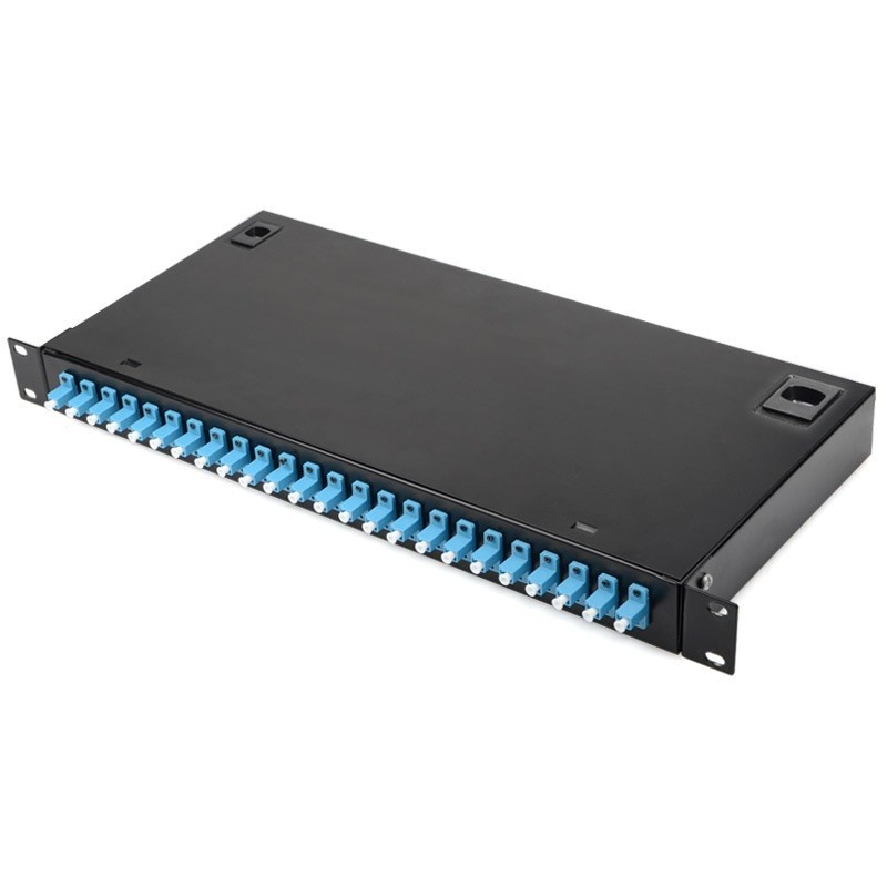 24-Port 48-Core Fiber Optic Patch Panel Optical Terminal Box LC Pigtail Adapter