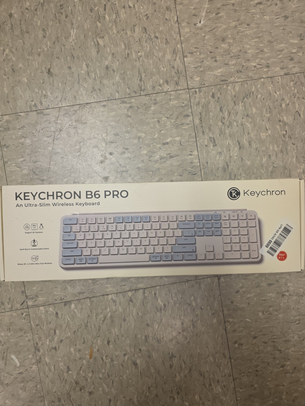 Keychron B6 Pro Ultra-Slim Wireless Keyboard Model B6P-K11 Ivory White