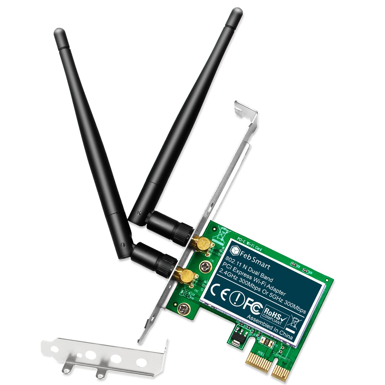 Wireless N Dual Band 600Mbps (2.4GHz 300Mbps or 5GHz 300Mbps) PCIE WiFi Adapt...