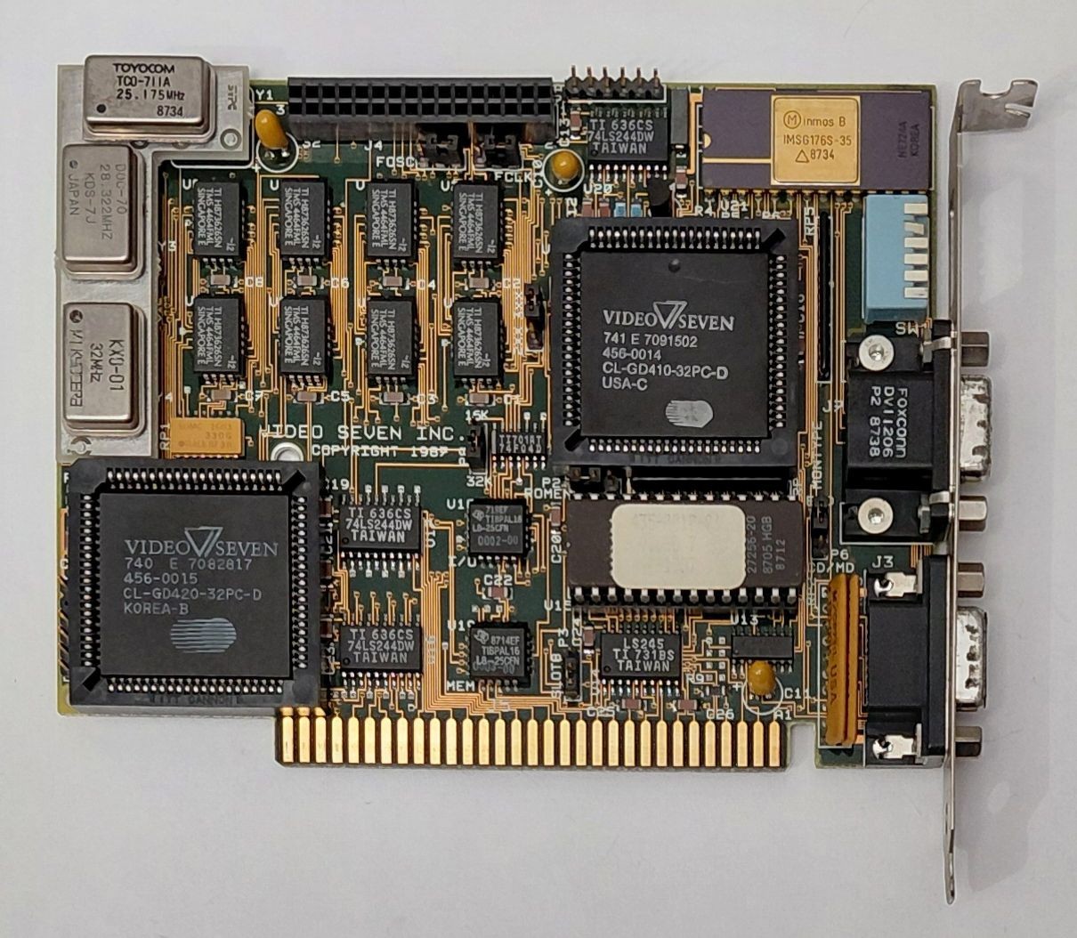 Video Seven VEGA VGA 8-bit ISA Graphics Card (CL-GD410/420, EGA, Retro, 1987)