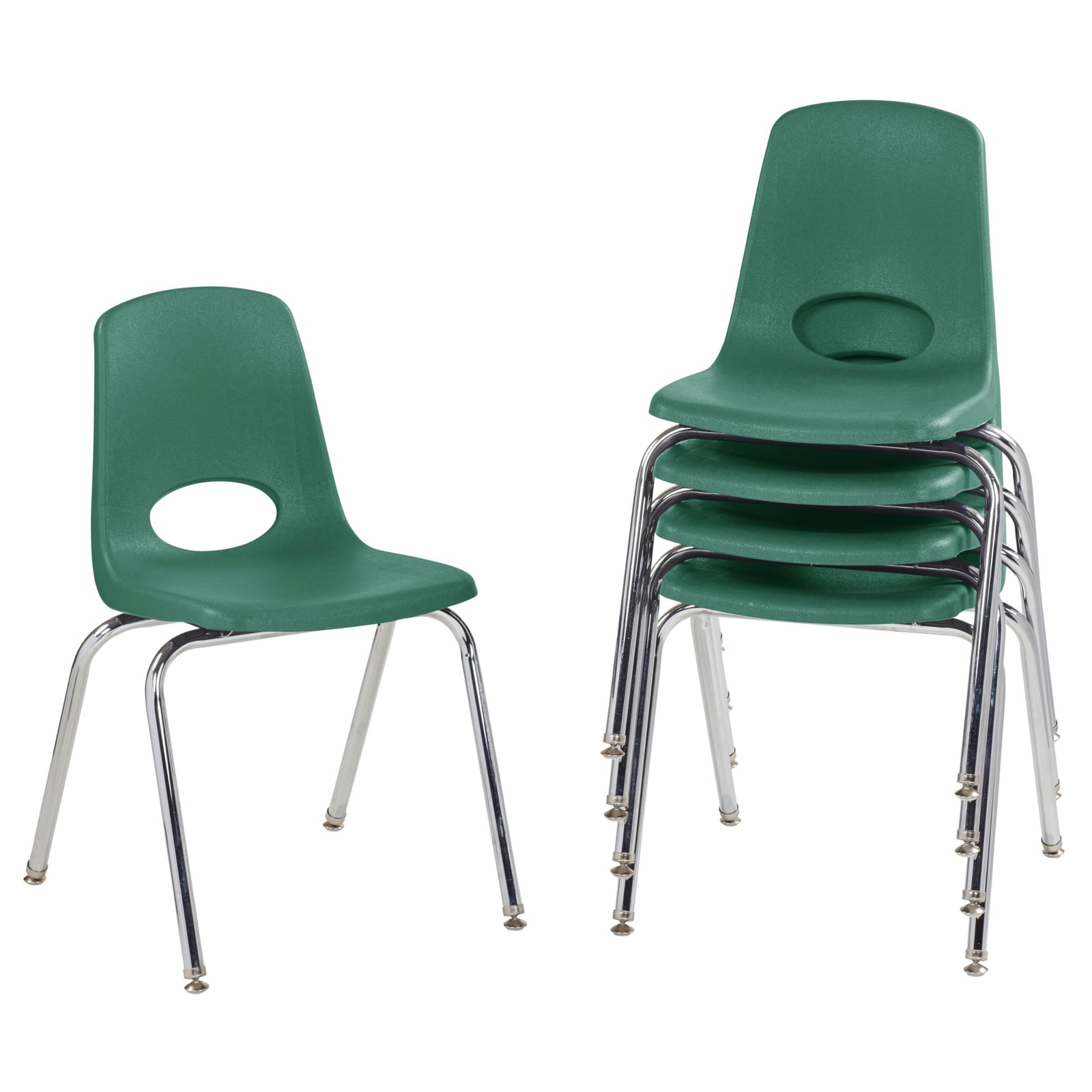 School Stack Chair 18 Swivel Glides Green 5 Pack Model 10371-GN