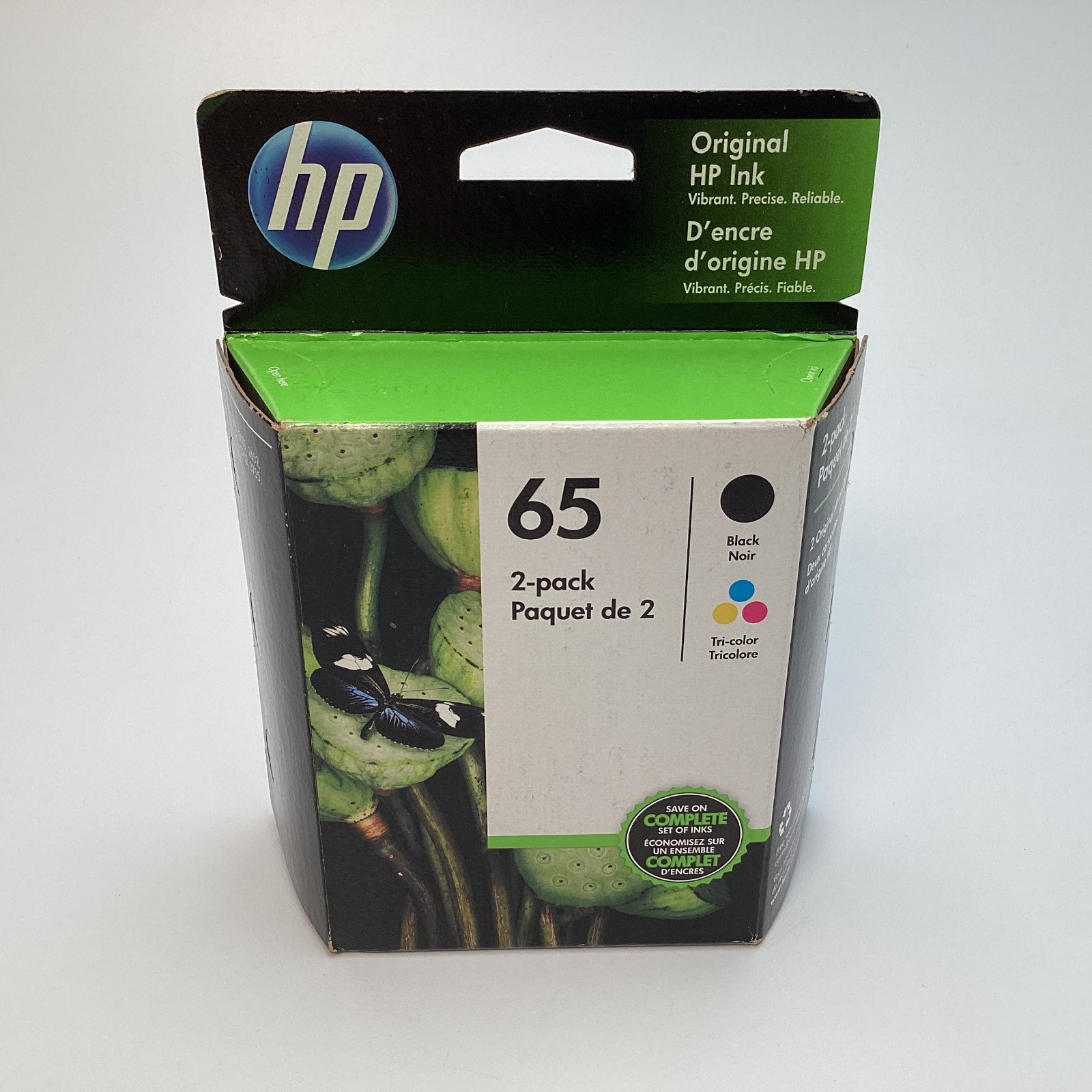 HP 65 Black & Tri-Color Original Ink Cartridge 2-Pack Exp 06/2023 - T0A36AN, NEW