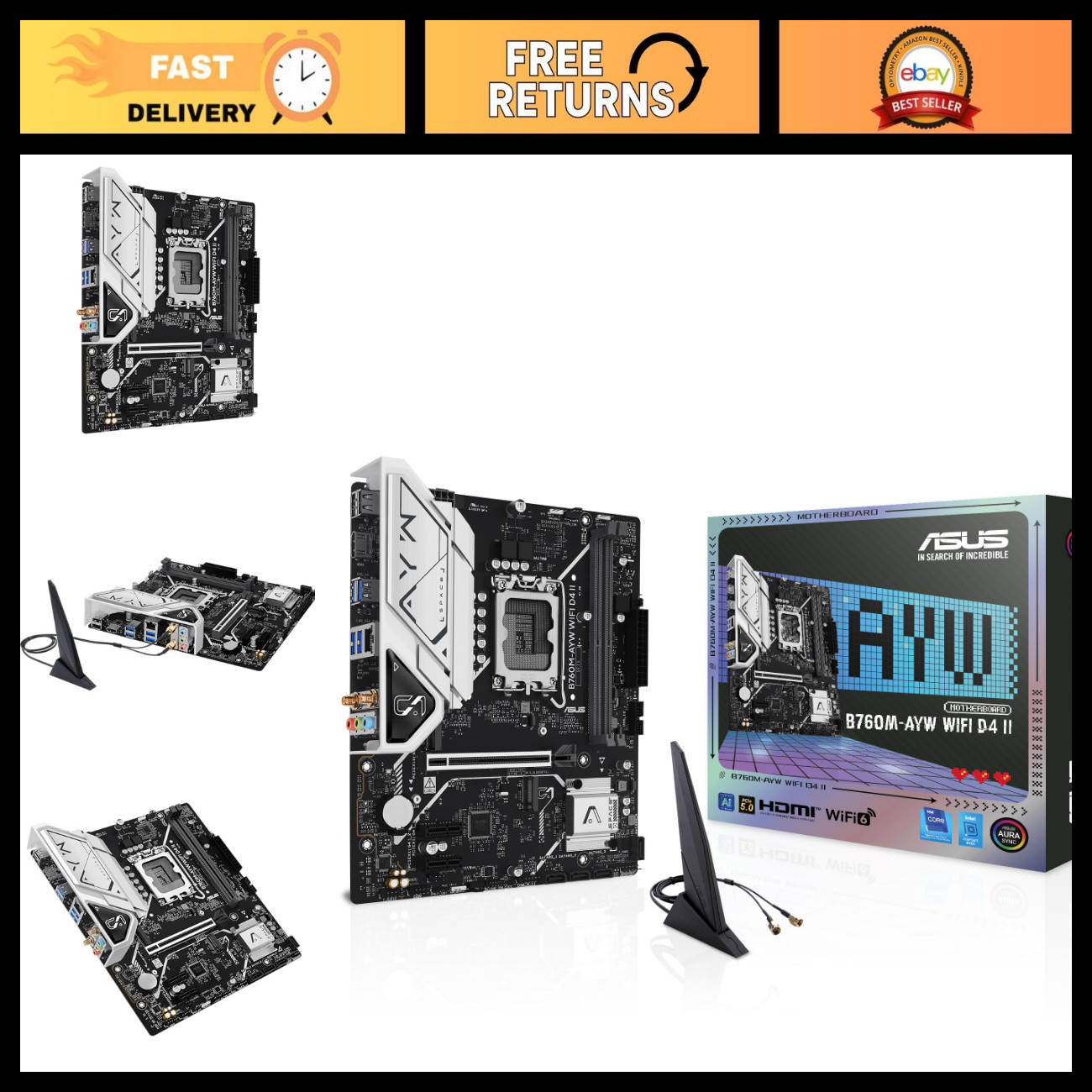 MicroATX Motherboard LGA 1700, PCIe 5.0, Wi-Fi 6, Dual M.2 Slots, DDR4, HDMI