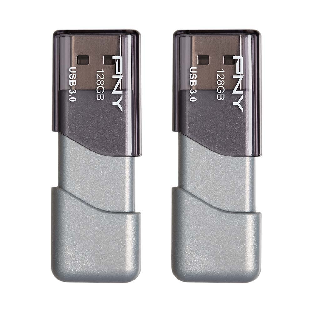 PNY 128GB Turbo Attaché 3 USB 3.0 Flash Drive 2-Pack​ 2-Pack, Silver