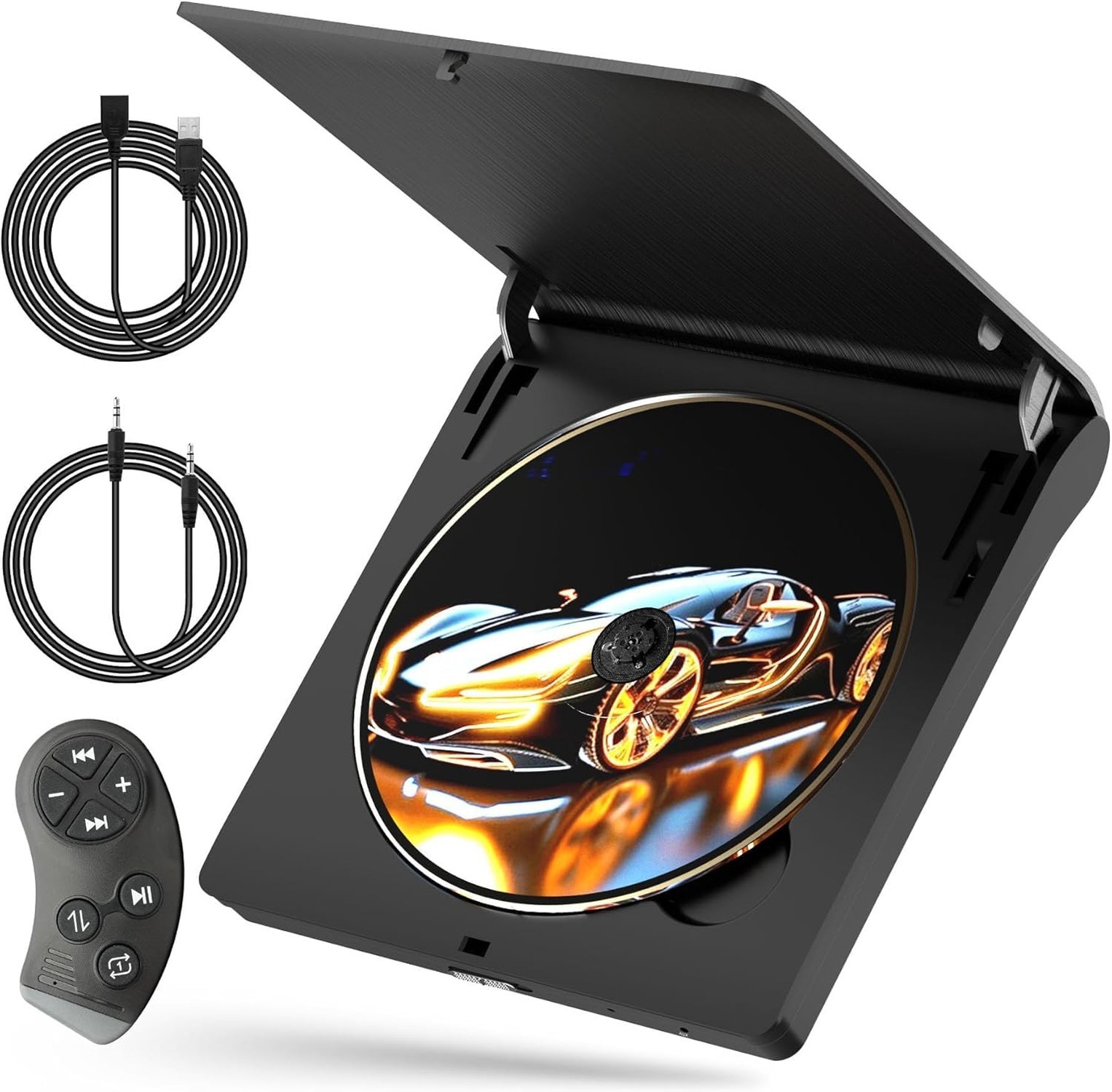 Cd Player for Car - External Car CD Player with Steering Wheel Remote, Plug &...