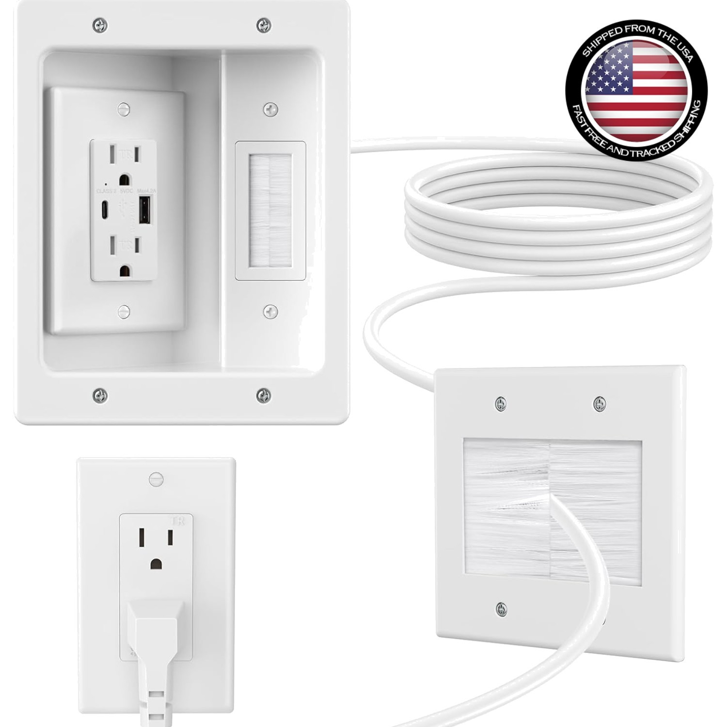 Versatile In-Wall Cable Management Kit with 9ft Cord for Effortless Setup