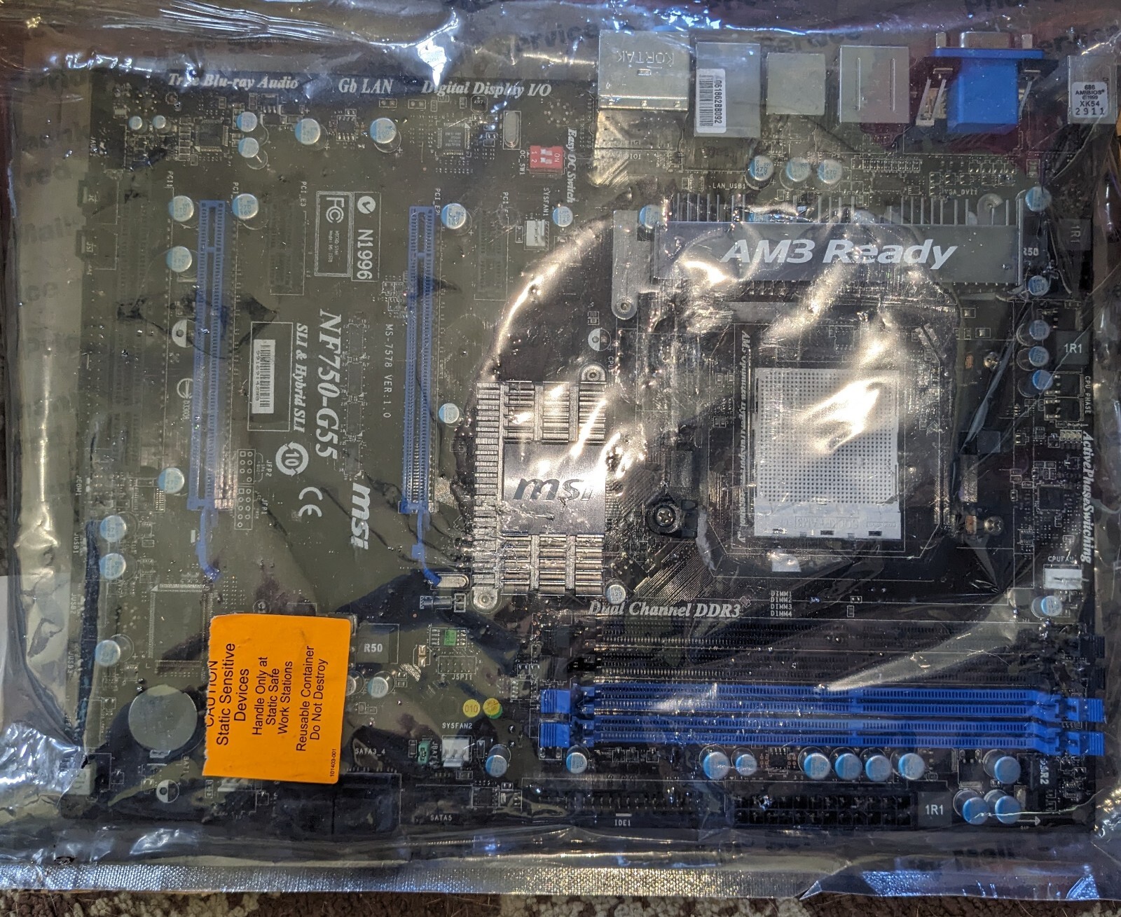 MSI NF750-G55 Motherboard AM3 Dual DDR3 Un-Tested 