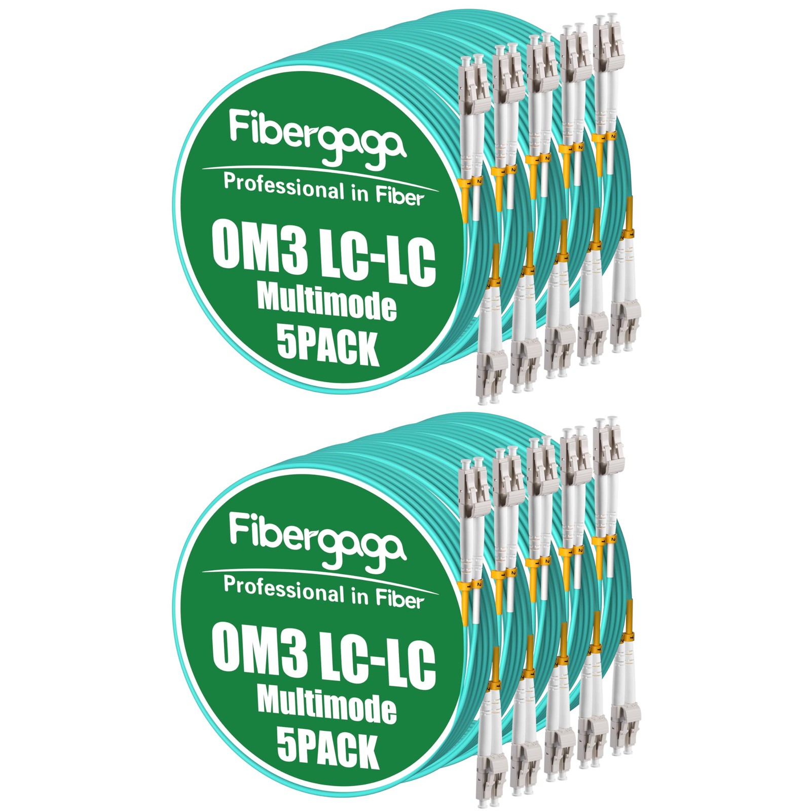 Fibergaga®LC to LC OM3 Fiber Patch Cable Multimode 10M(33ft), 10Pack | Multi ...