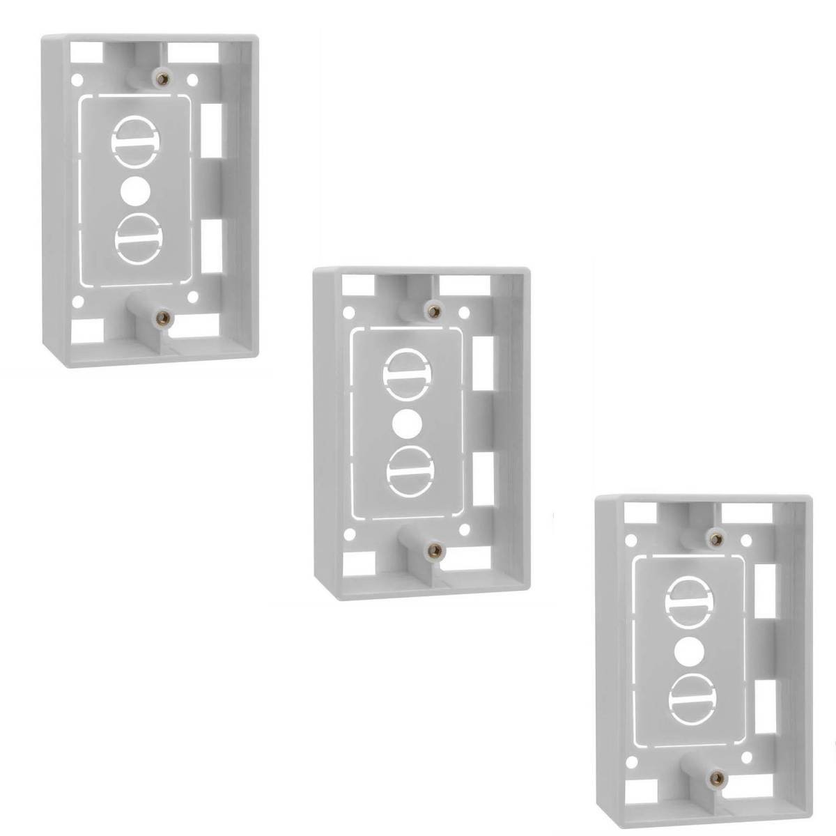 3 Pack Single 1 Gang Surface Mount Junction Backbox Wire Cable Wall Plate Box