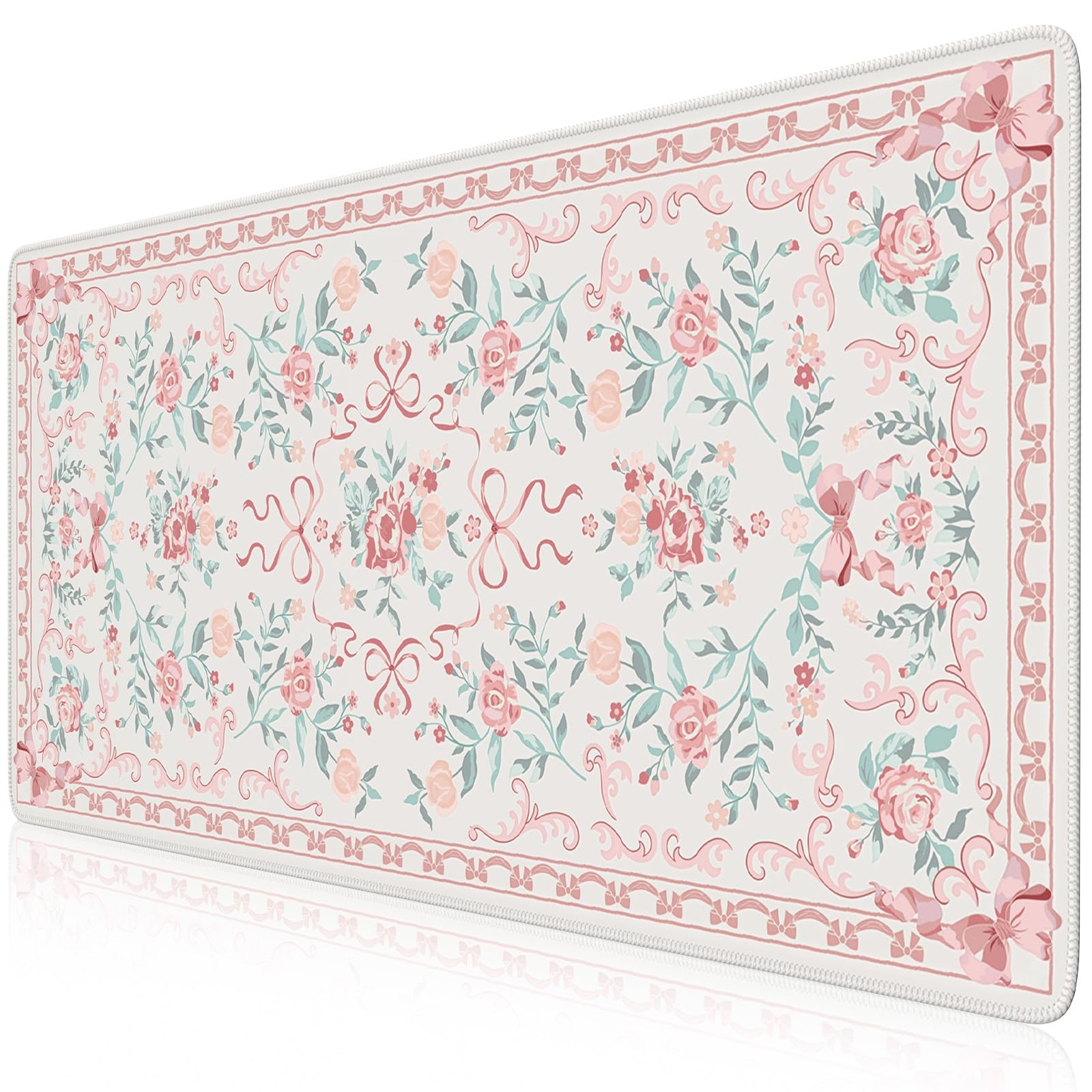 Pink Aesthetic Desk Mat Cute Computer Mouse Pad Protector For Women Office