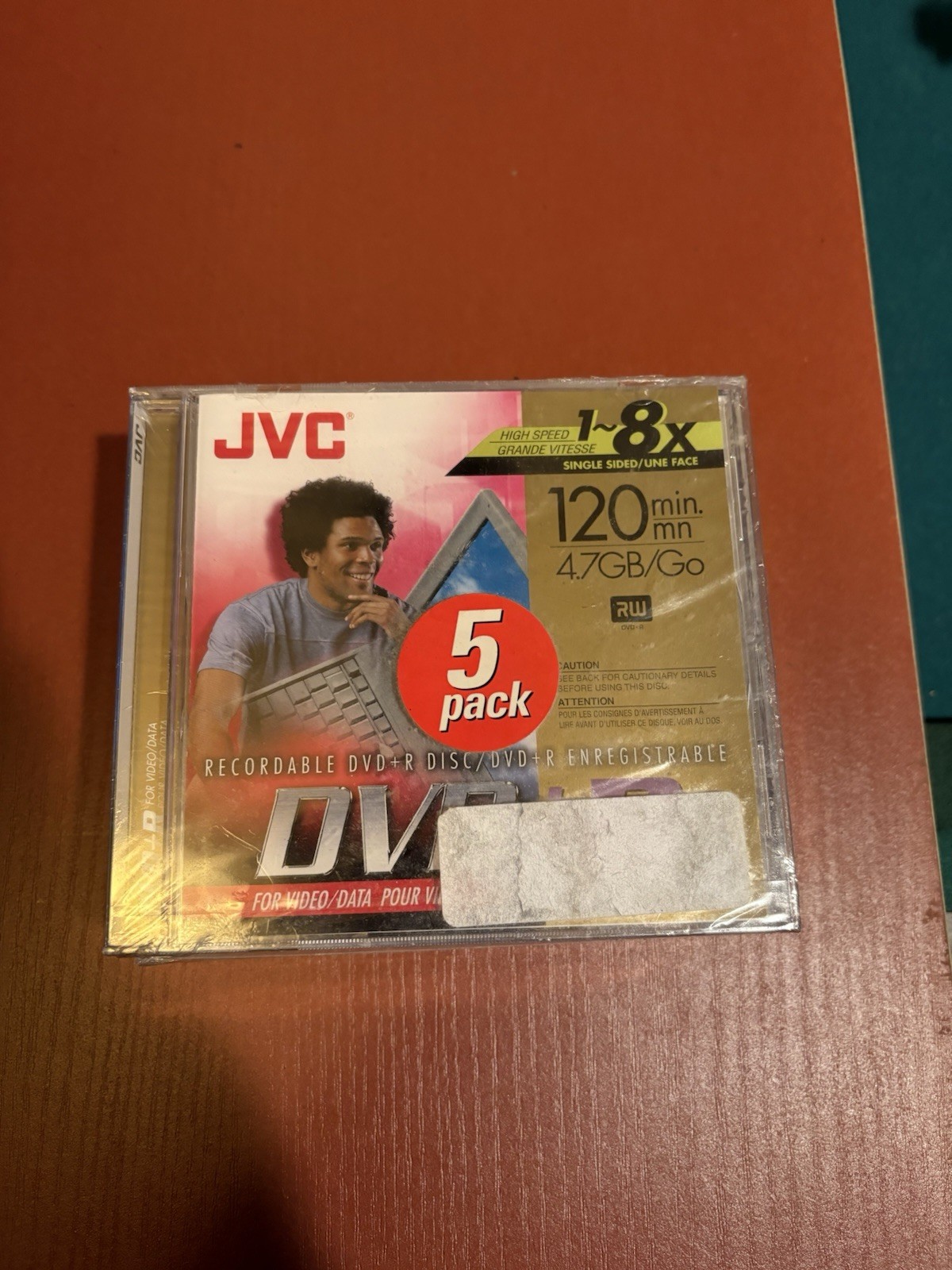 JVC DVD+R 120min 4.7GB Recordable DVD Disc with Case Set of 5 New Sealed