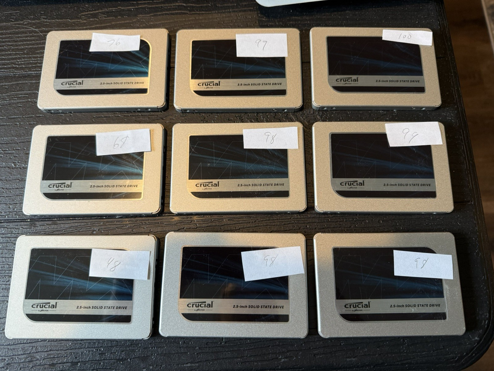 Lot of 9 Crucial SATA SSDs MX500 500GB CT500MX500SSD1 2.5" SATA 6 Gb/s Drives