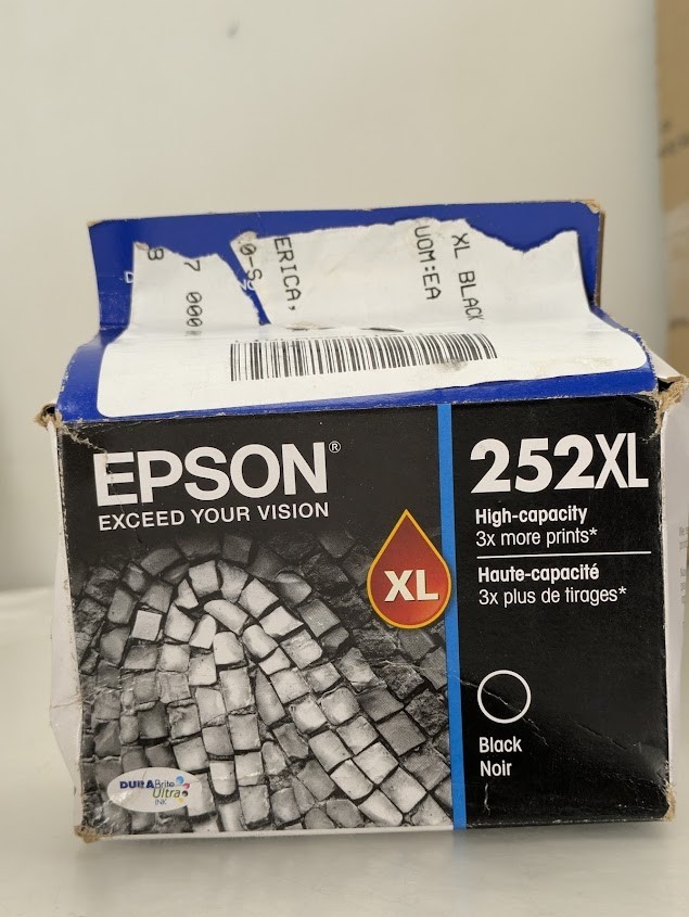 Epson 252XL DURABrite Ultra Black Ink Cartridge Exp 09/2024 WF-3620, WF-3640