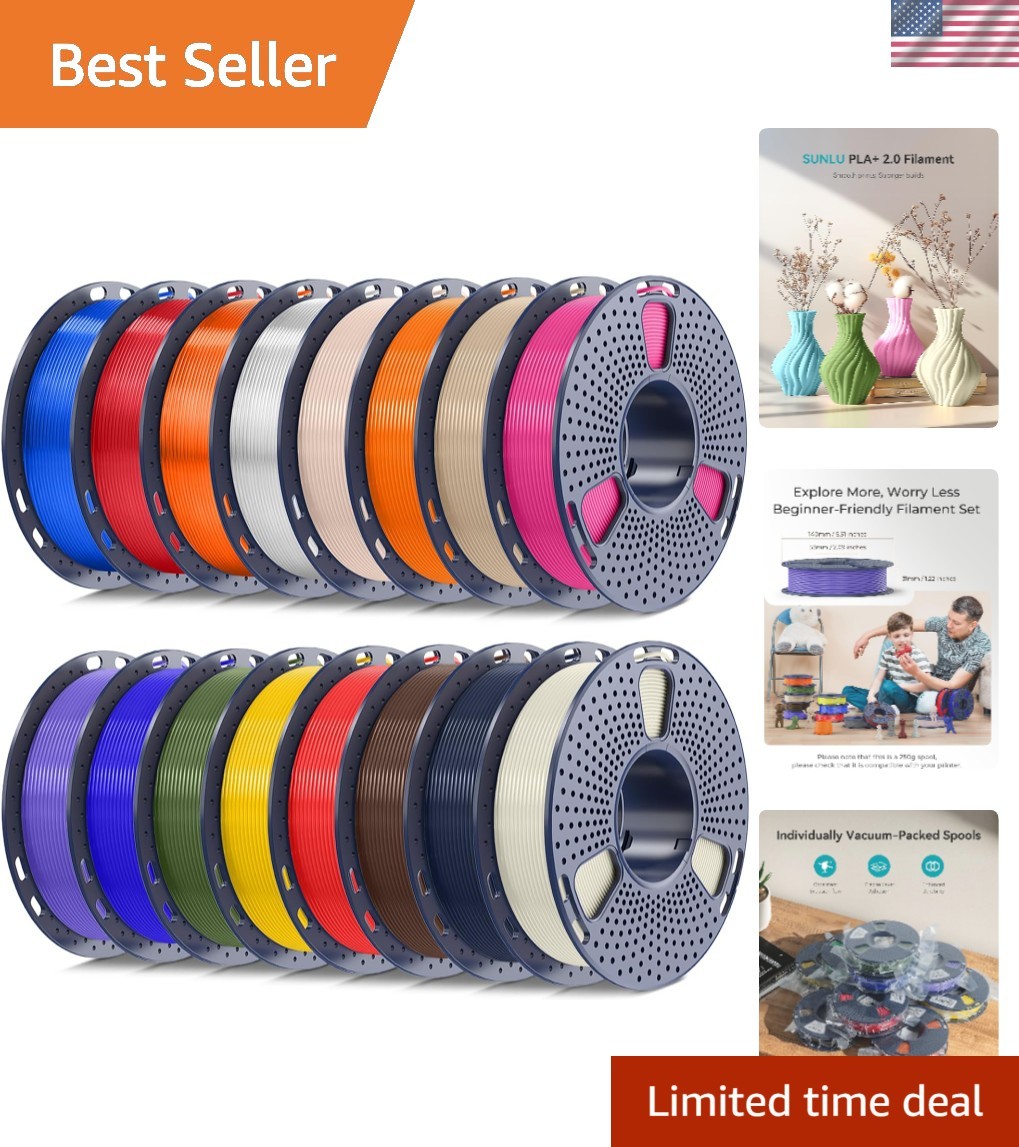 SUNLU PLA+ Filament 1.75mm, 16 Pack 250g Spools, Upgraded Formula