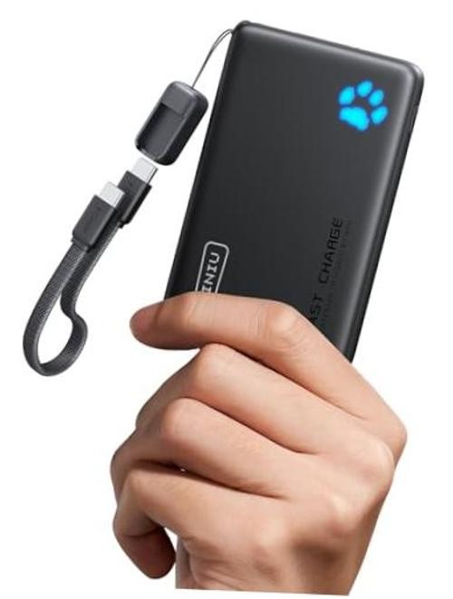 45W Fast Charging Portable Charger, Smaller 10000mAh Travel Power Bank | Black