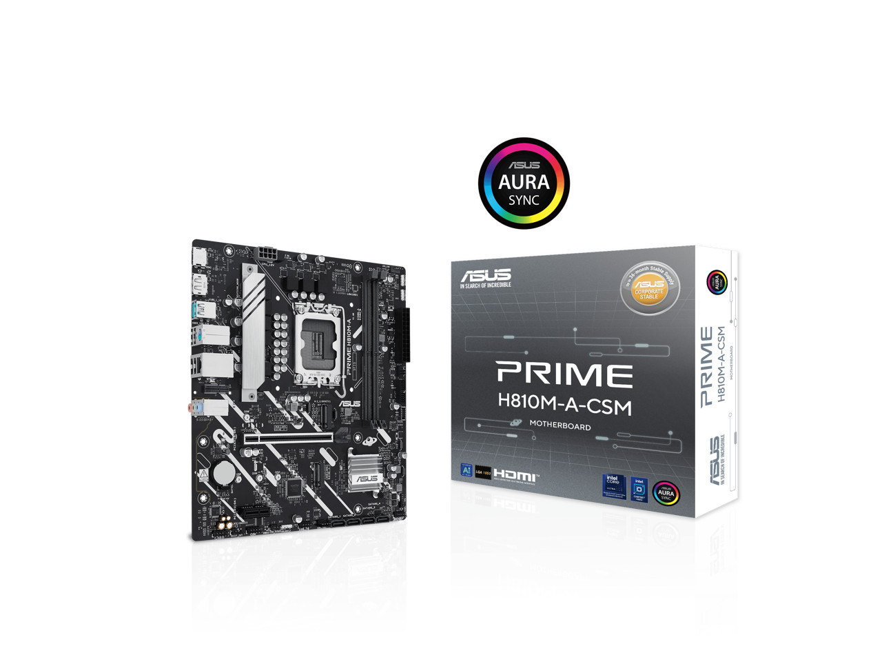 ASUS PRIME H810M-A-CSM Intel H810 LGA 1851 mATX motherboard, 6+1+1+1 Discrete MO