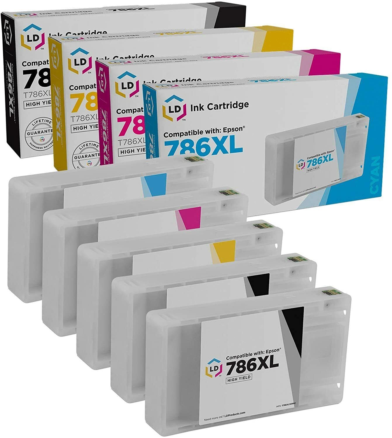 LD 5PK Replacement Ink for Epson 786XL T786XL T786XL120 WF-5620 WF-5690 Color