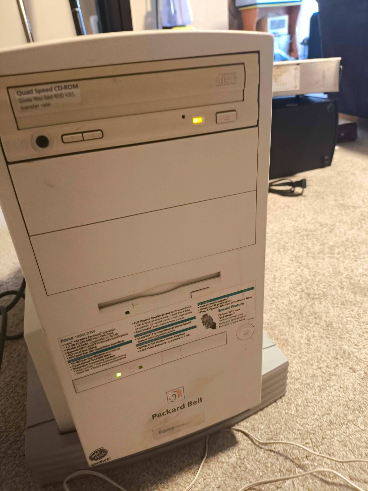 Packard Bell Force Tower Desktop PC Beige w/ Optical Drive Partially Tested