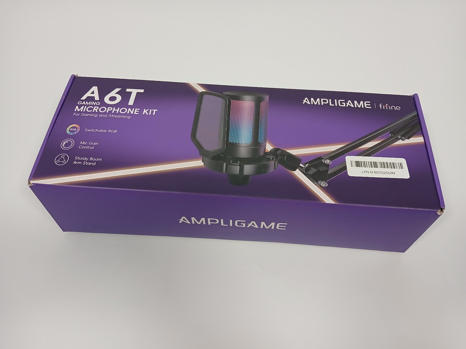 Fifine Ampligame A6T Gaming Microphone Kit RGB Boom Arm PS4/5 PC Mac Never Used
