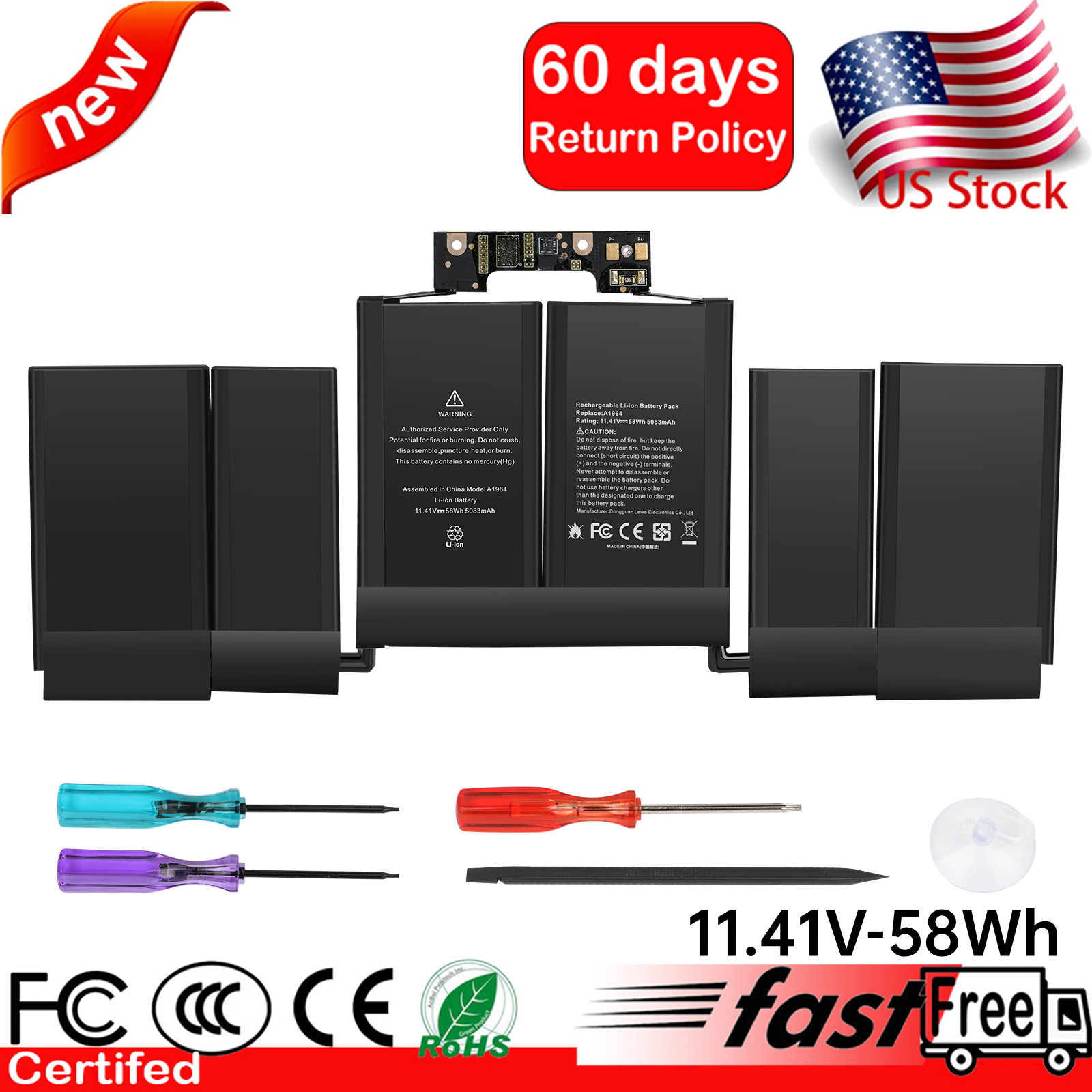 LOT A1989 A1964 Battery for MacBook Pro 13'' A1989 (Mid 2018 2019) A2251 2020