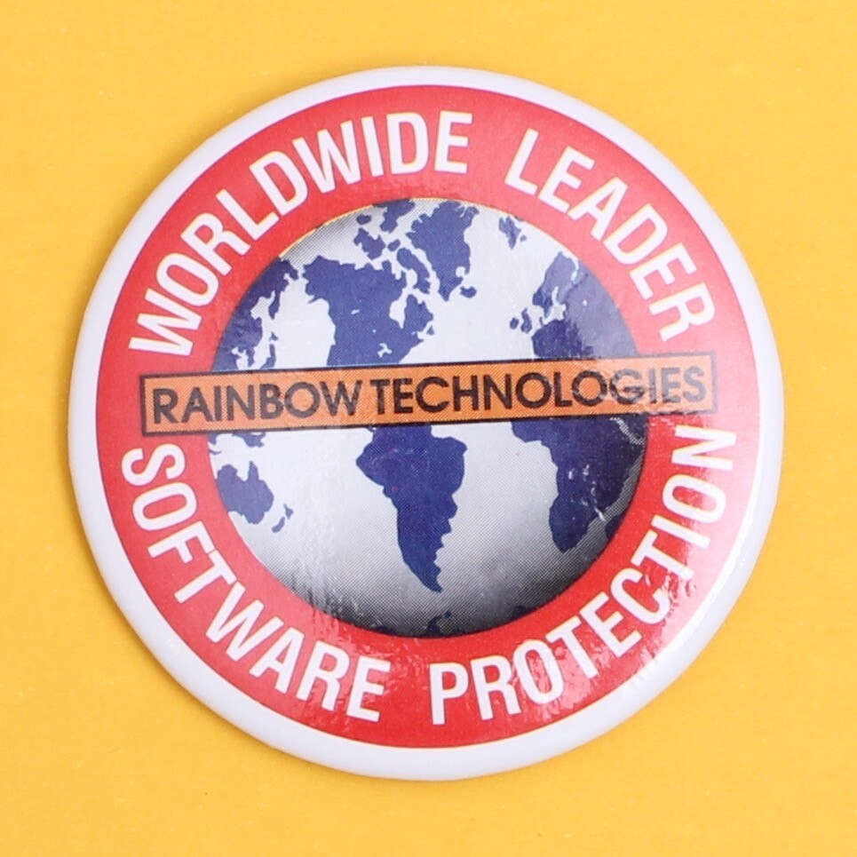 Retro Vintage Computing Rainbow Technologies Software Badge Lapel Pin 90’s