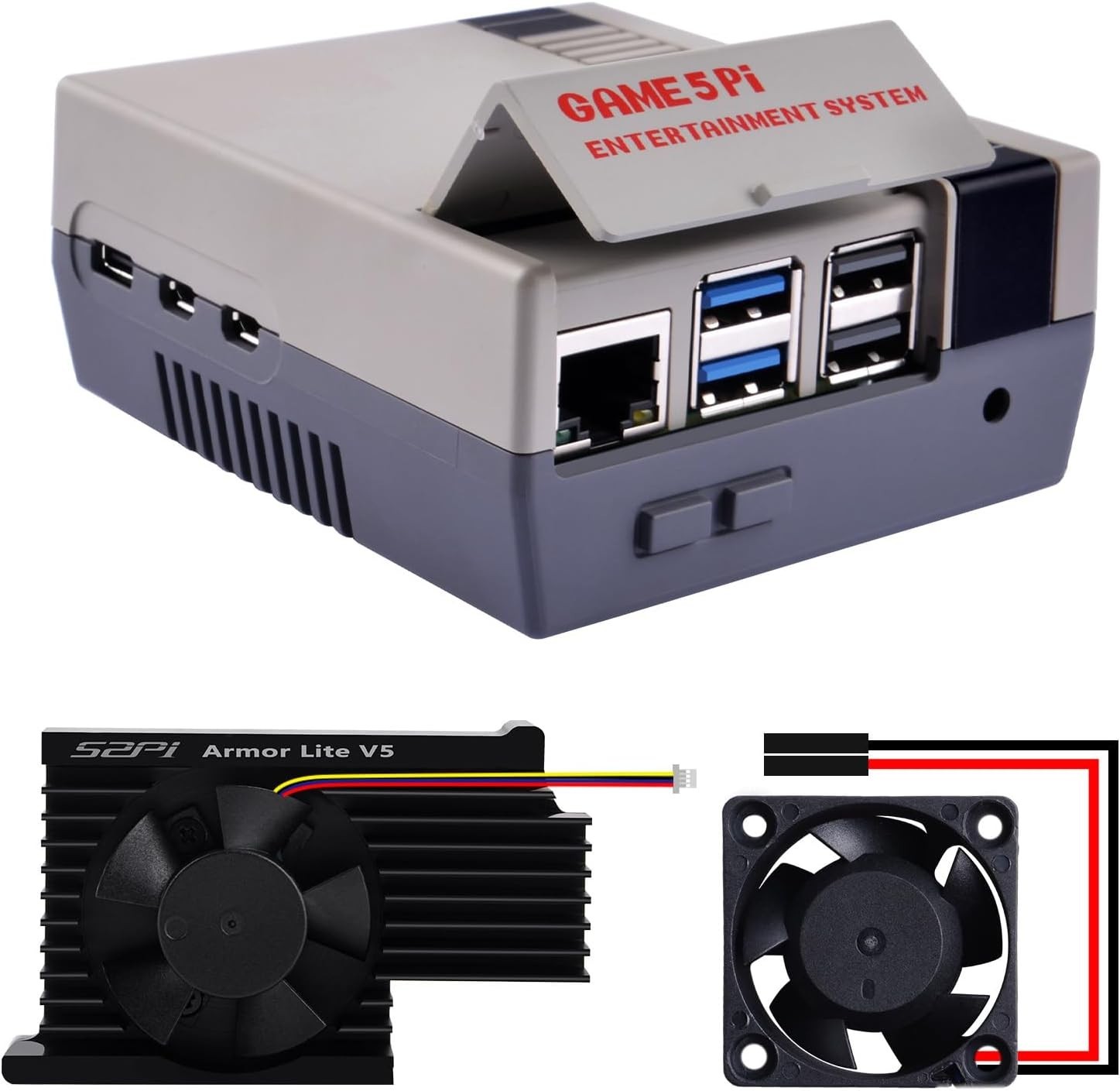 Raspberry Pi 5 Case with Active Cooler Armor Style for 4GB 8GB 16GB