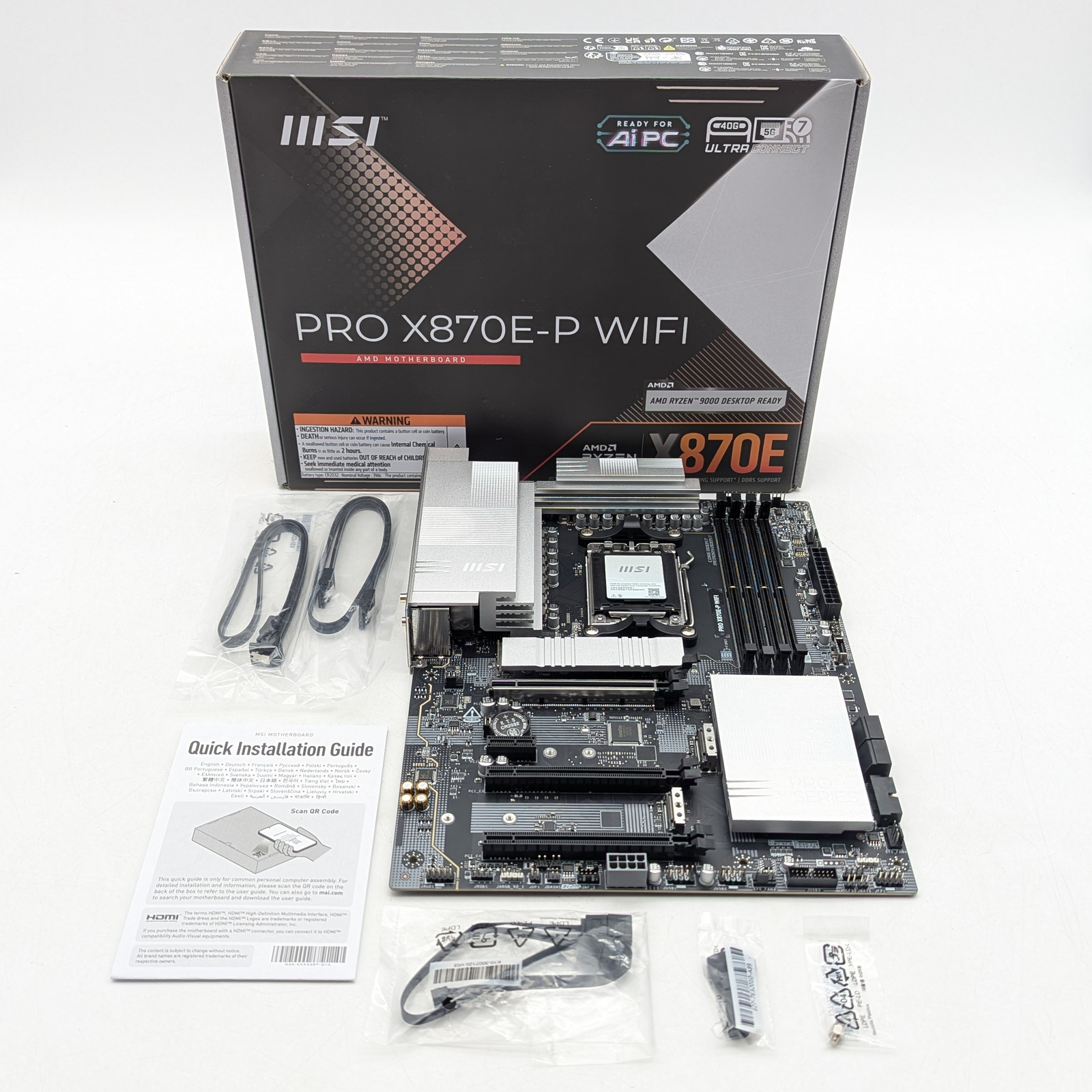 MSI X870E-P PRO Wi-Fi AMD AM5 Socket ATX Motherboard (911-7E70-013) Black