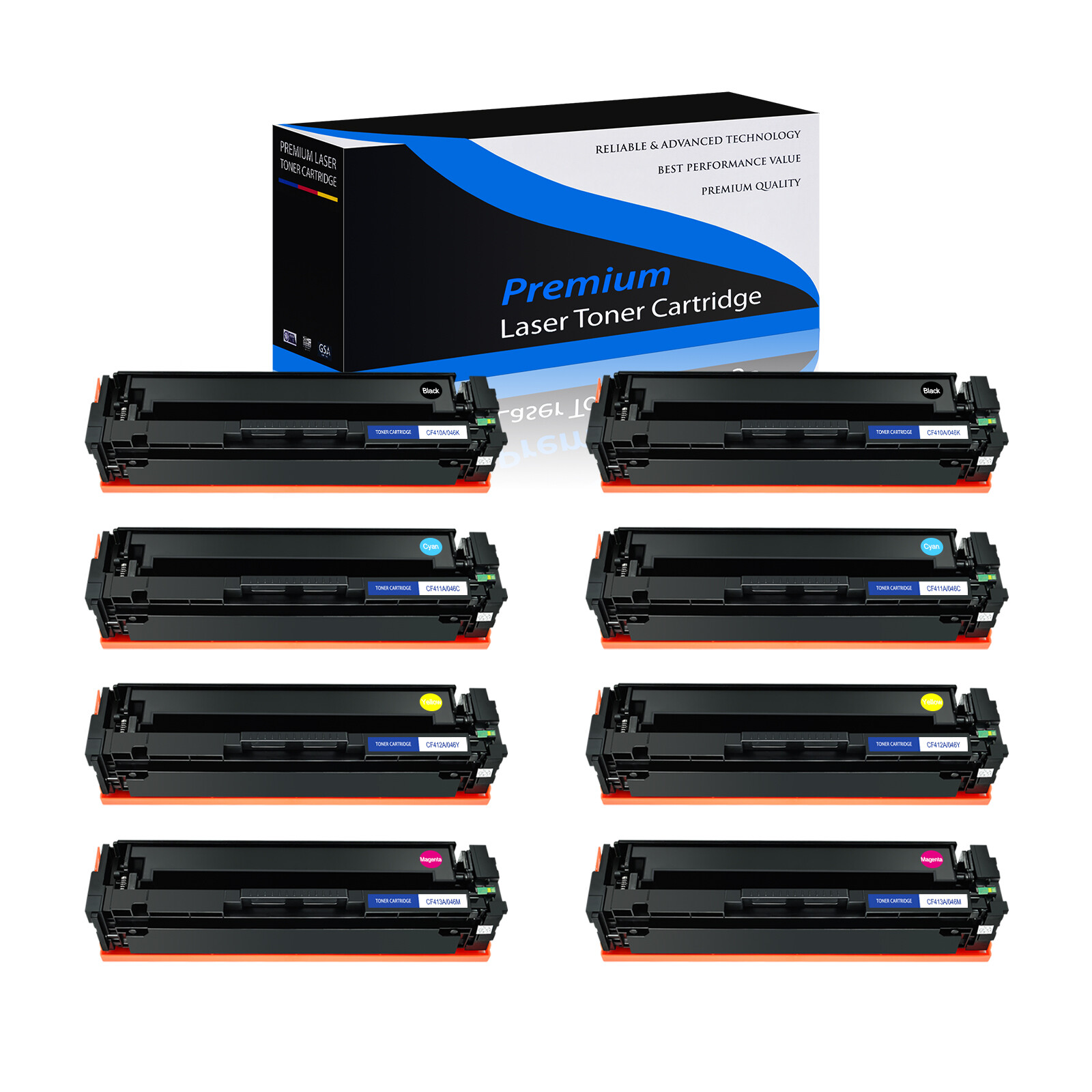 8PK CF410A-CF413A Toner Set for HP Color LaserJet Pro M477fdw M477fnw M477fdn