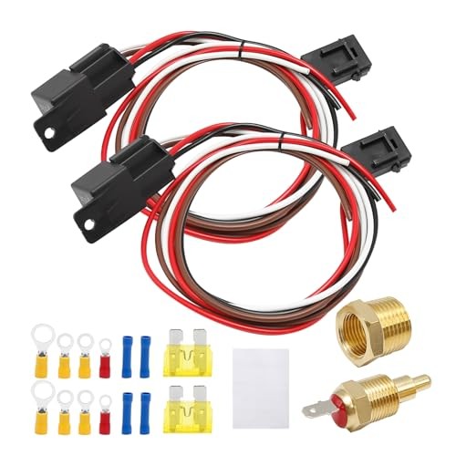 Dual Electric Cooling Fan Relay Kit with Thermostat - 40 AMP Waterproof, 185°F