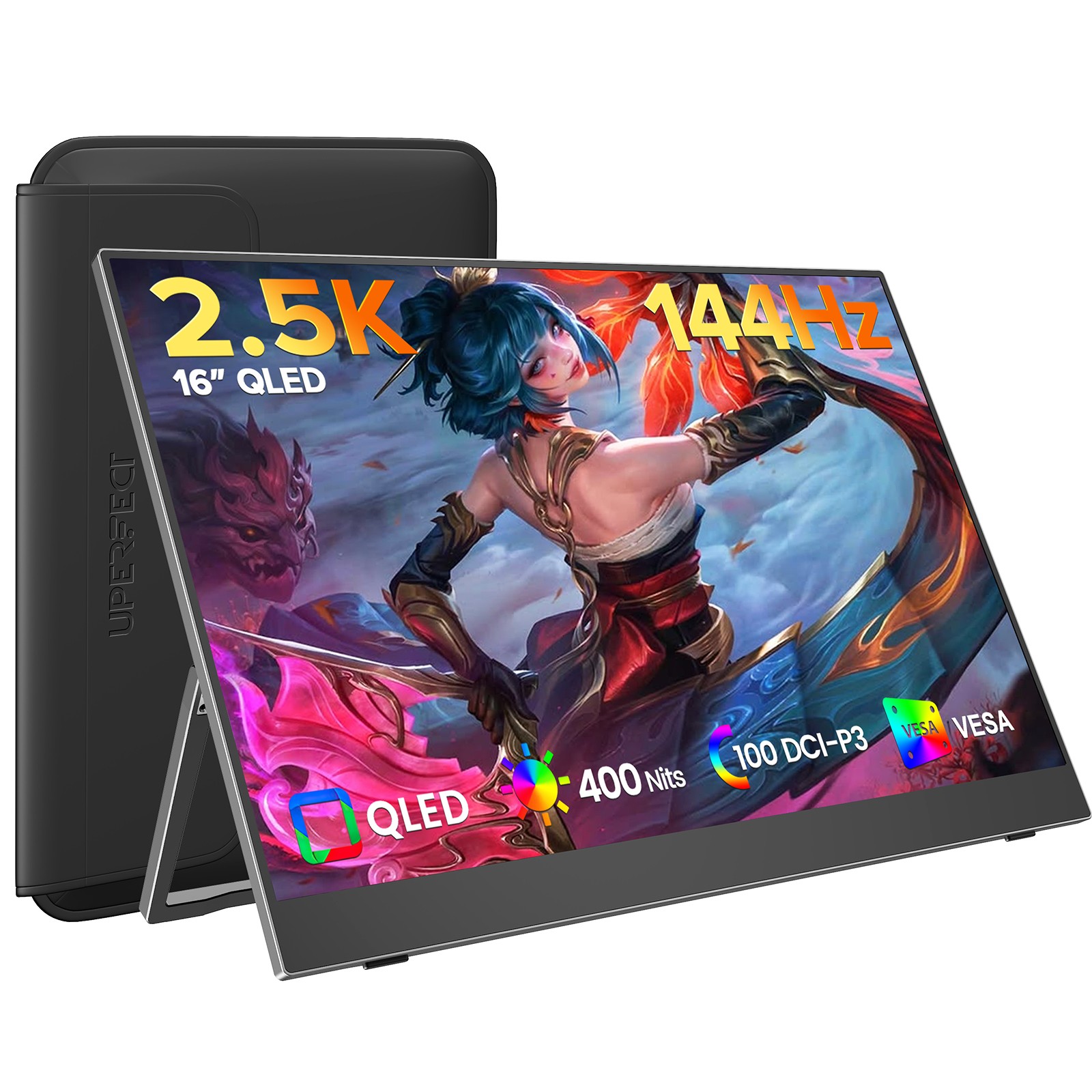 UPERFECT 16" 144Hz 2K QHD Portable Monitor PC Gaming Monitor QLED Switch Display