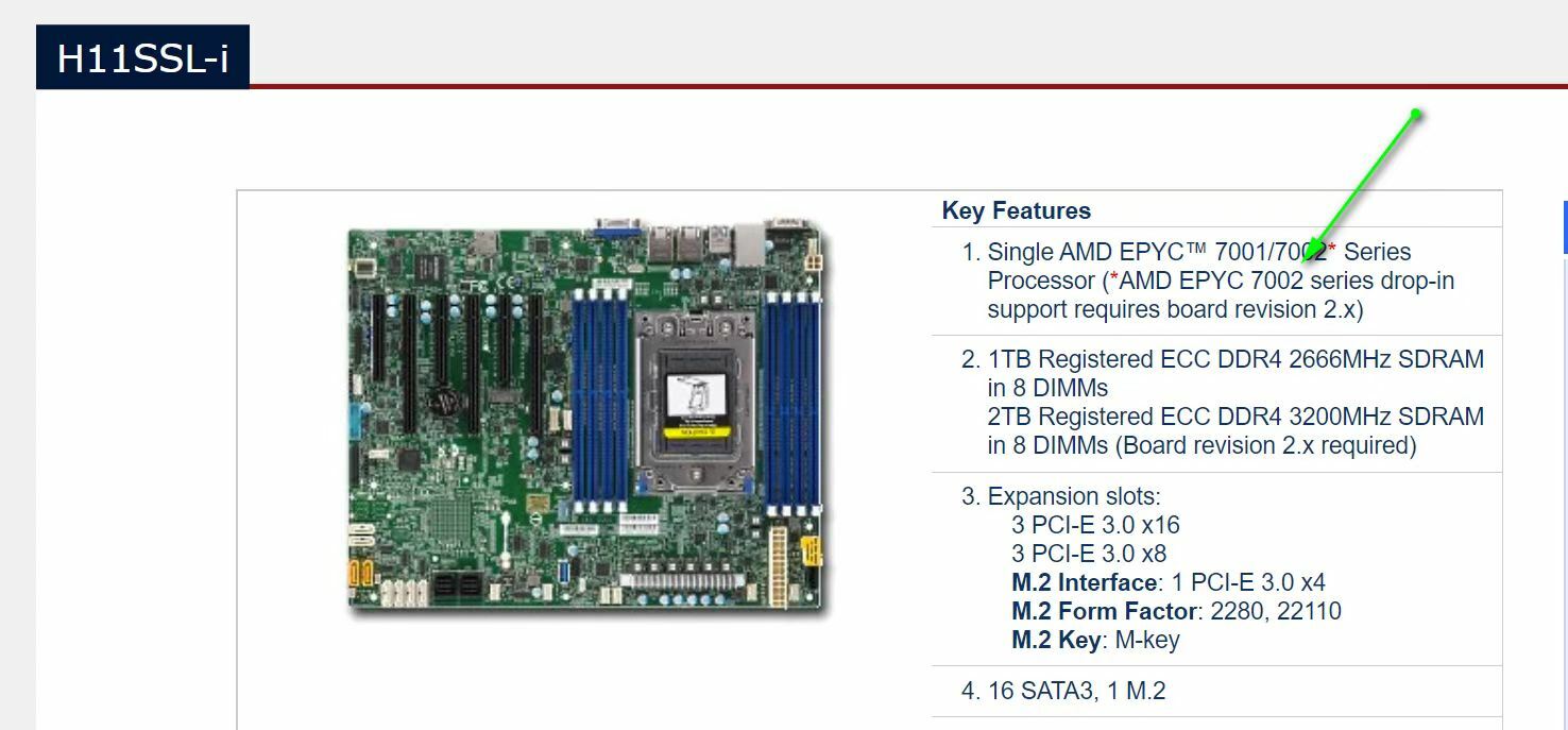 Supermicro h11ssl-i motherboard interface sp3 version 2.0. Support epyc7001/7002