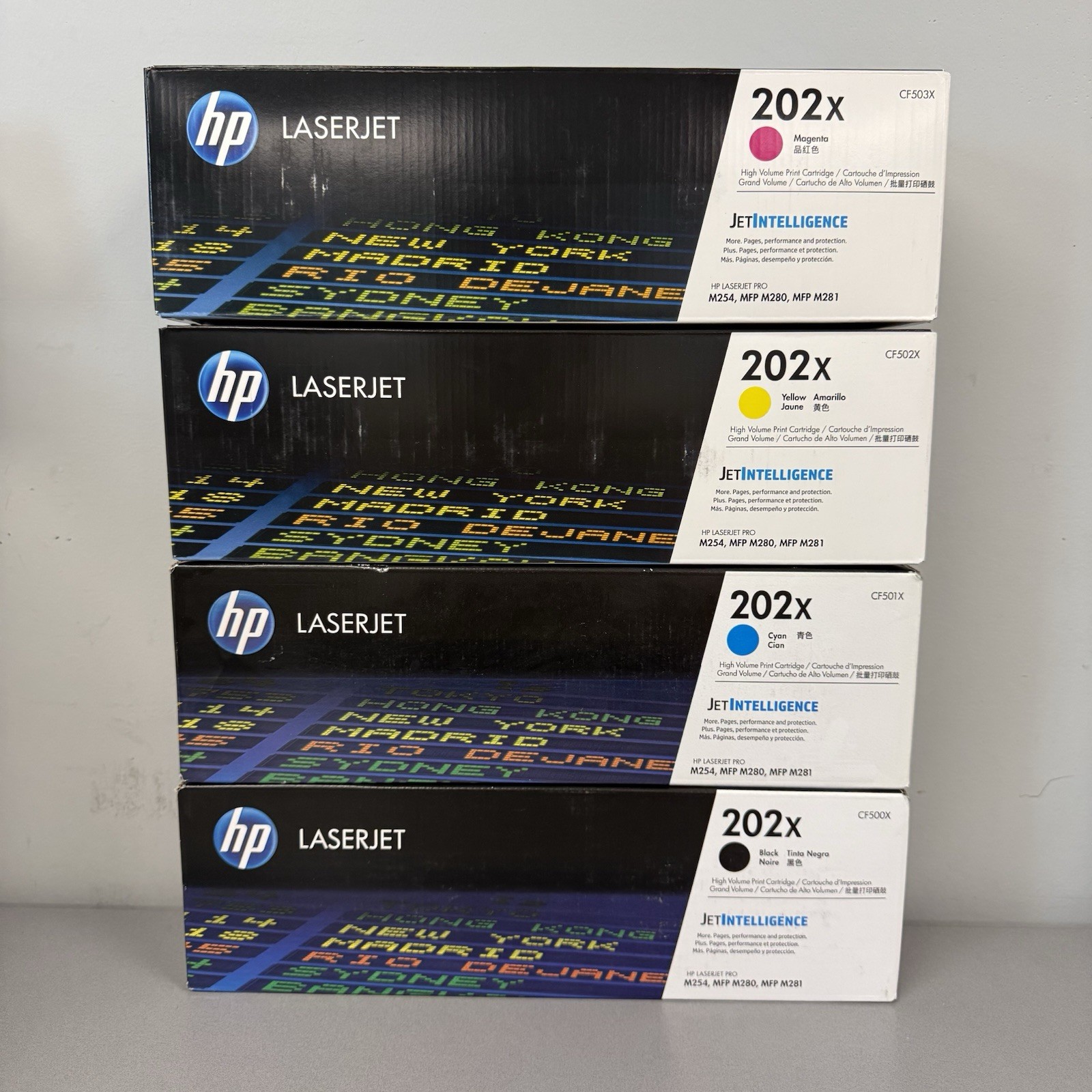 HP 202X High Yield Toner Set KYCM for HP LaserJet Pro M254 MFP M281 NEW
