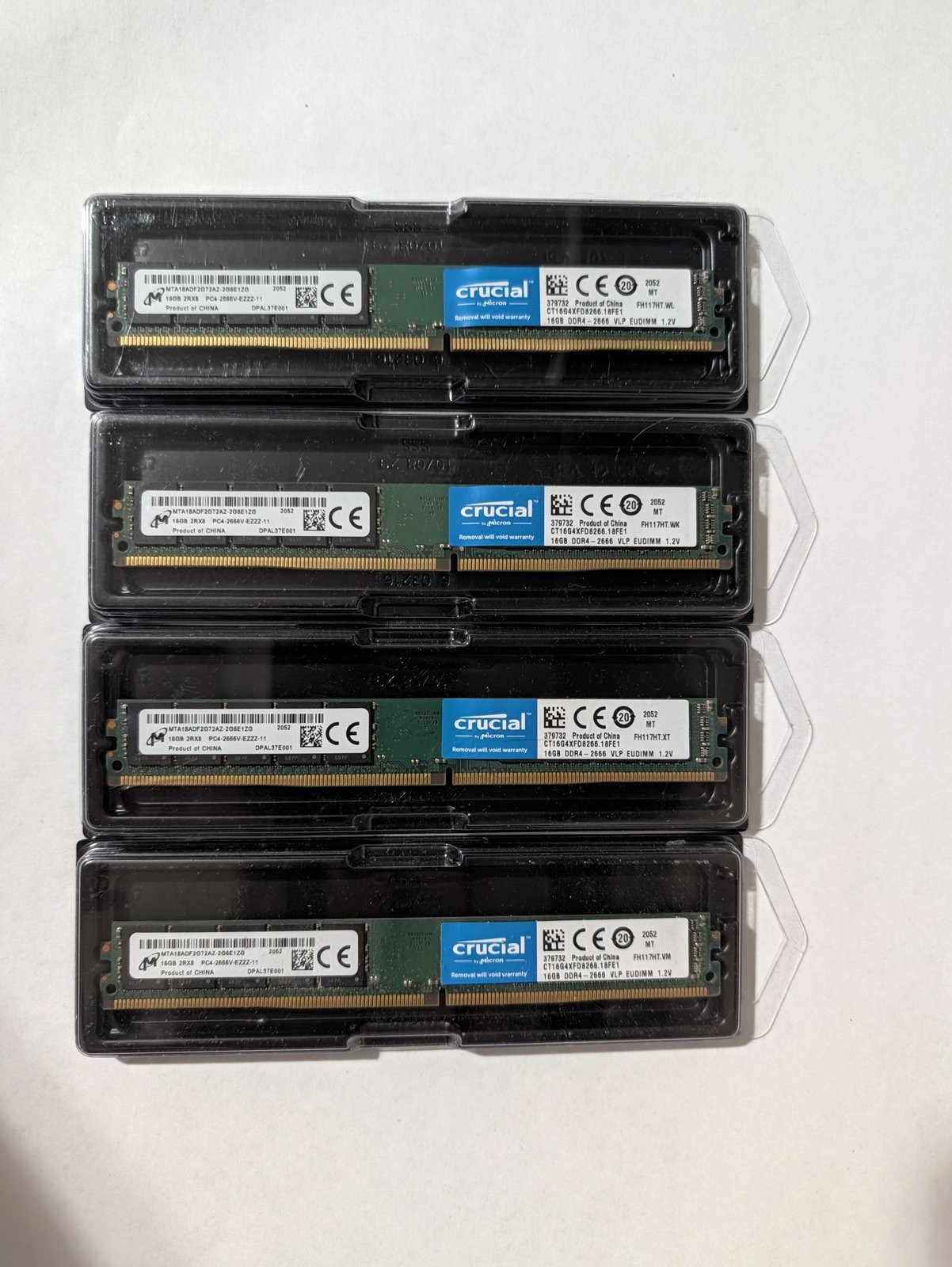 64GB Kit 4x 16GB Crucial CT16G4XFD8266 DDR4-2666 ECC VLP EUDIMM Server Memory