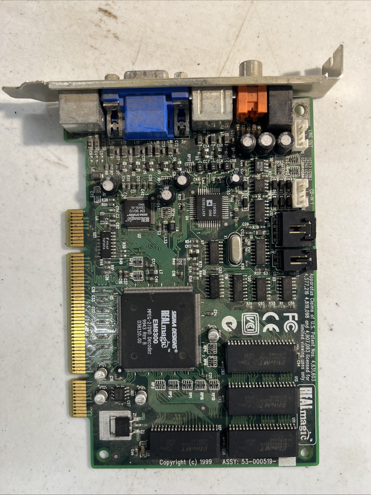 Sigma Designs REALmagic Hollywood Plus EM8300 PCI DVD Decoder Card Vintage