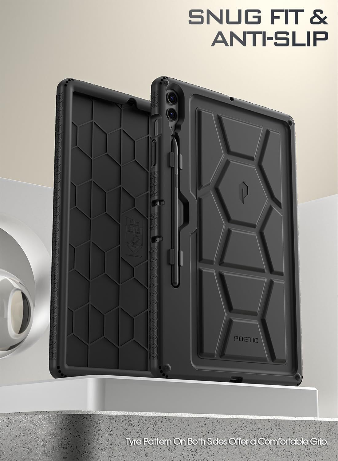Poetic For Galaxy Tab S9 FE+ Plus Case Shockproof Kids Friendly Silicone Black