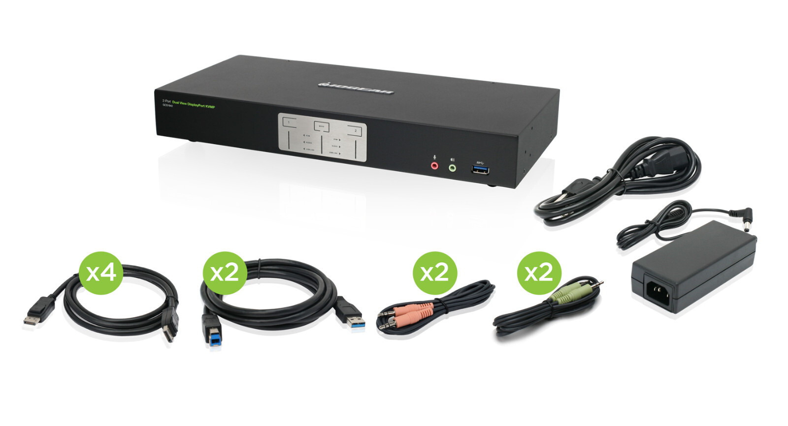 IOGEAR GCS1942 2-Port 4K 60Hz Dual View DisplayPort KVM Switch USB 3.0 + Audio