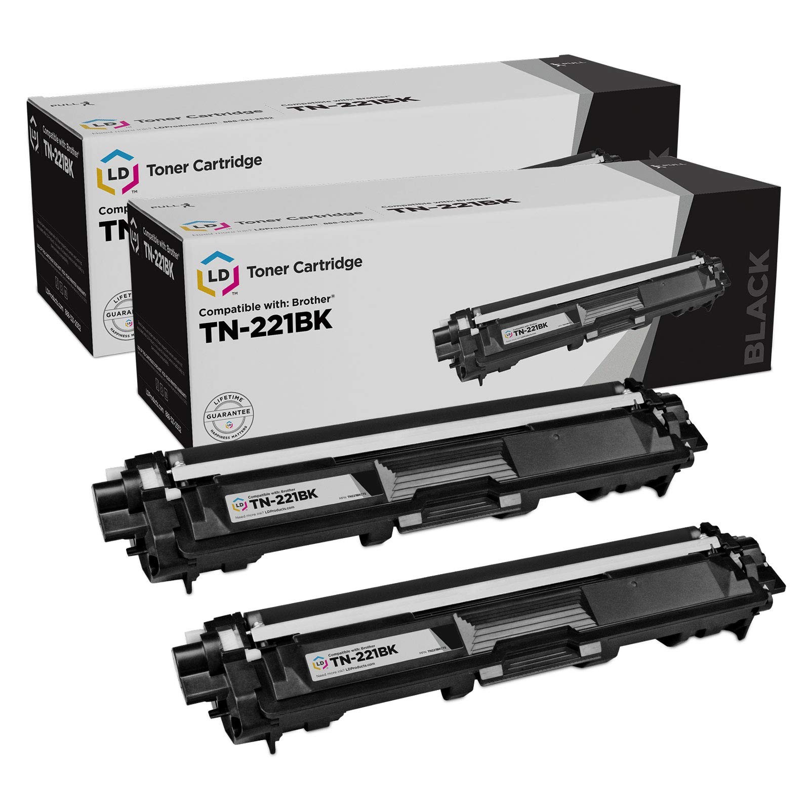 Compatible Toner Replacement for Brother TN-221 TN221BK (Blk, 2-Pk)