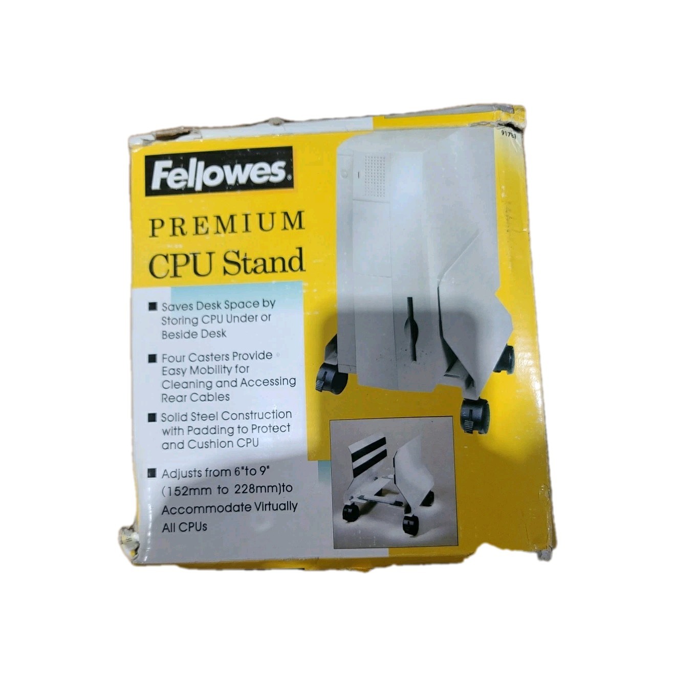 Fellowes Mobile CPU Stand Computer Tower Stand with Caster Wheels Fits Most PC